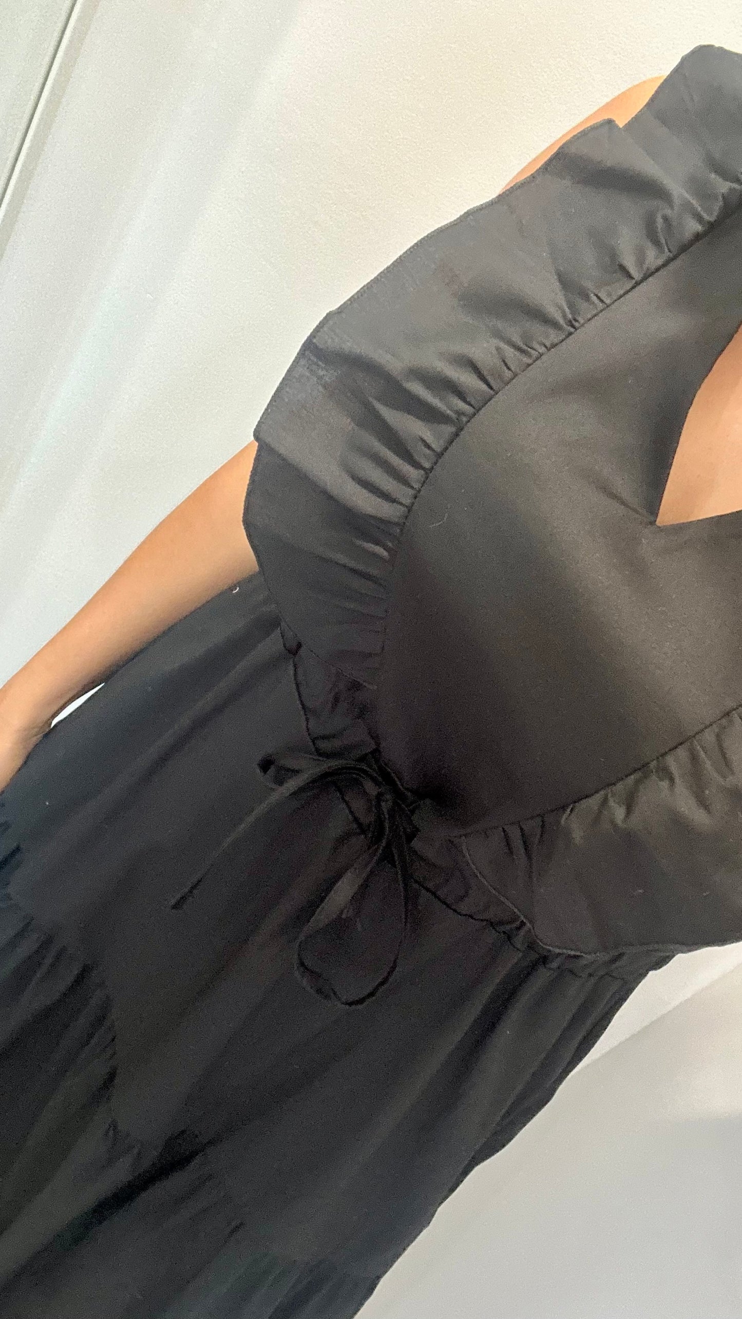 BLACK JET TIERED COTTON MAXI DRESS