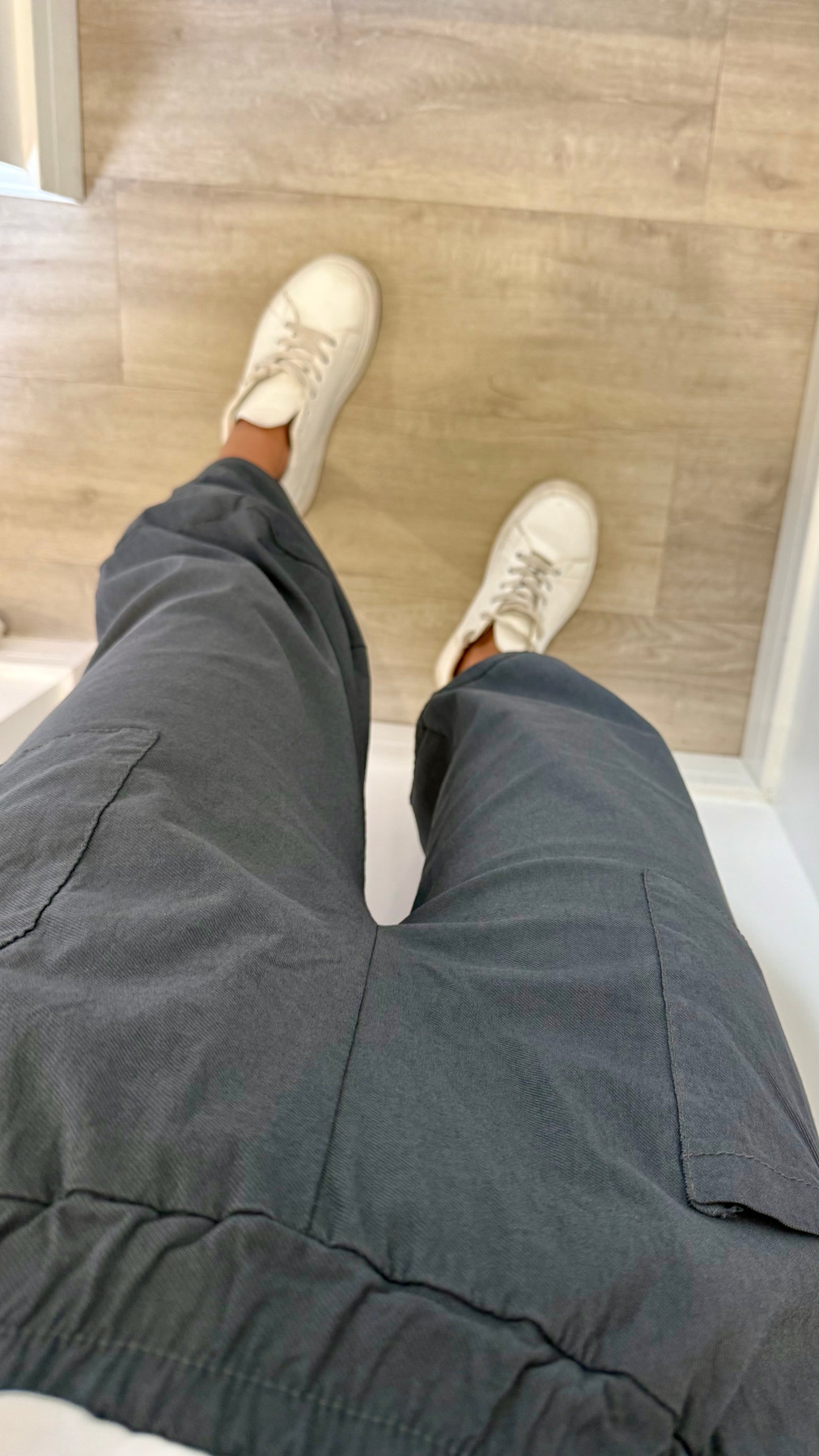 CHARCOAL CROPPED POCKET TROUSERS