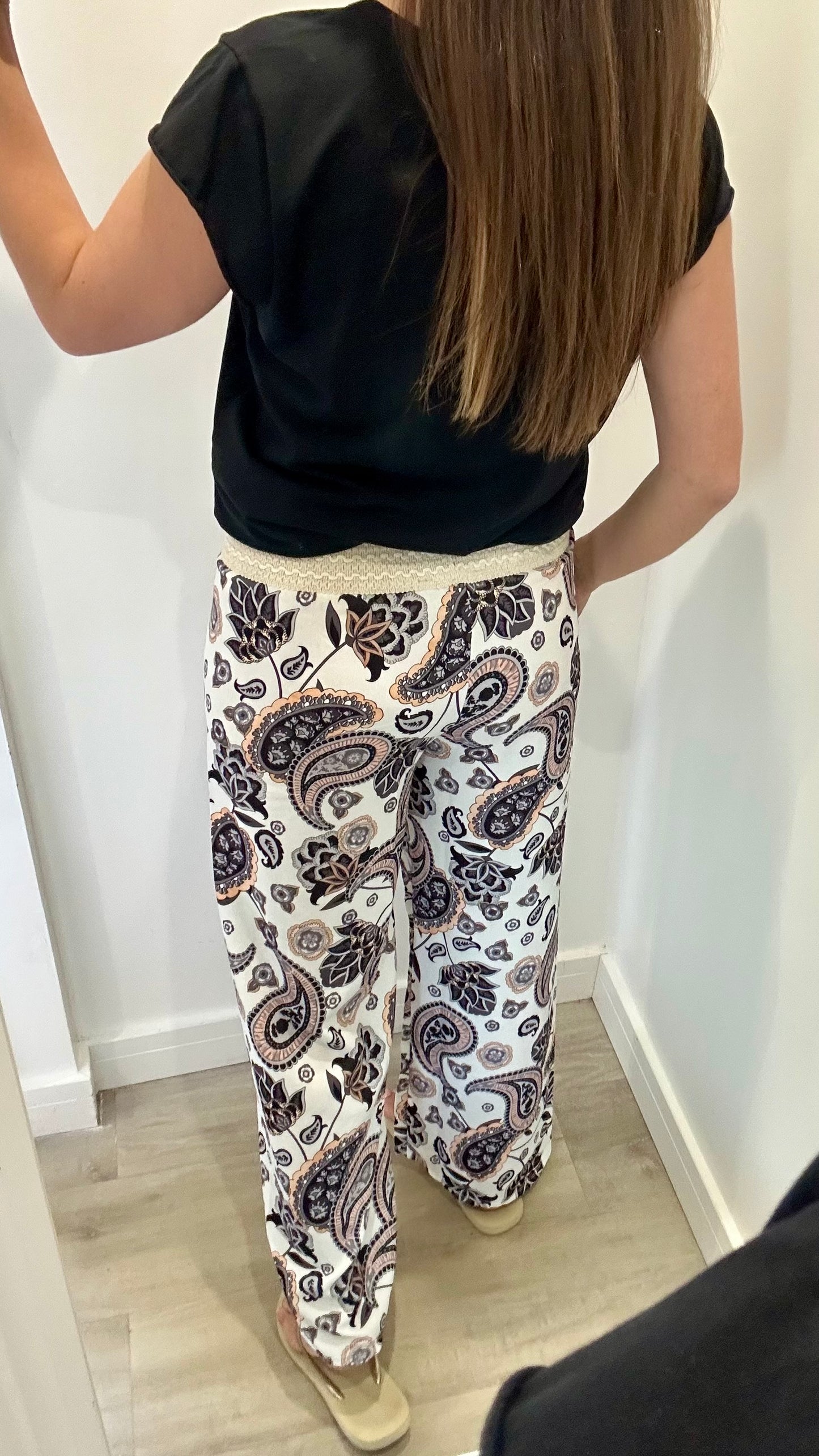 BLACK PAISLEY TROUSERS