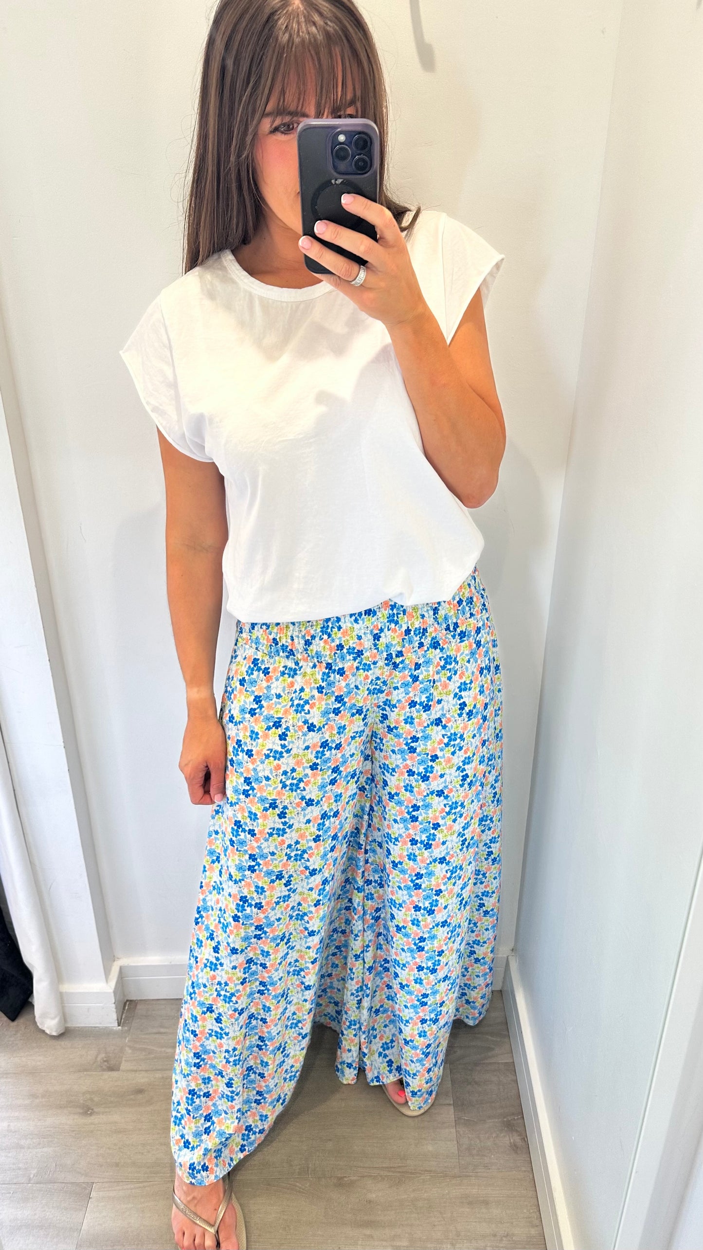 BLUE FLORAL PALAZZO TROUSERS