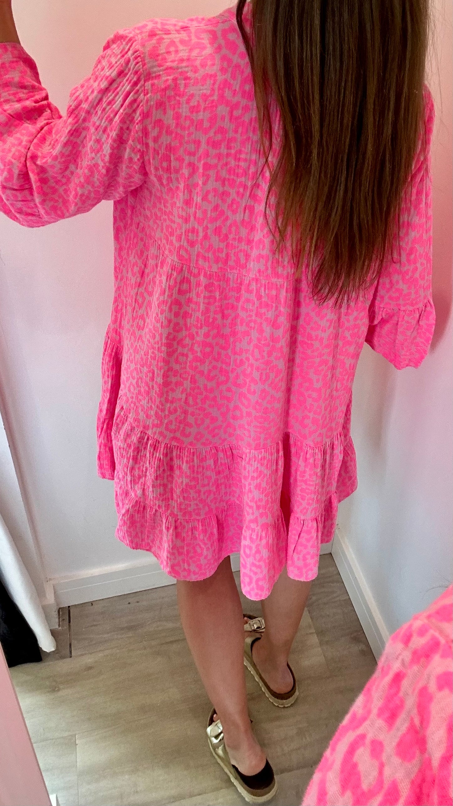 PINK LEOPARD NEON TUNIC DRESS
