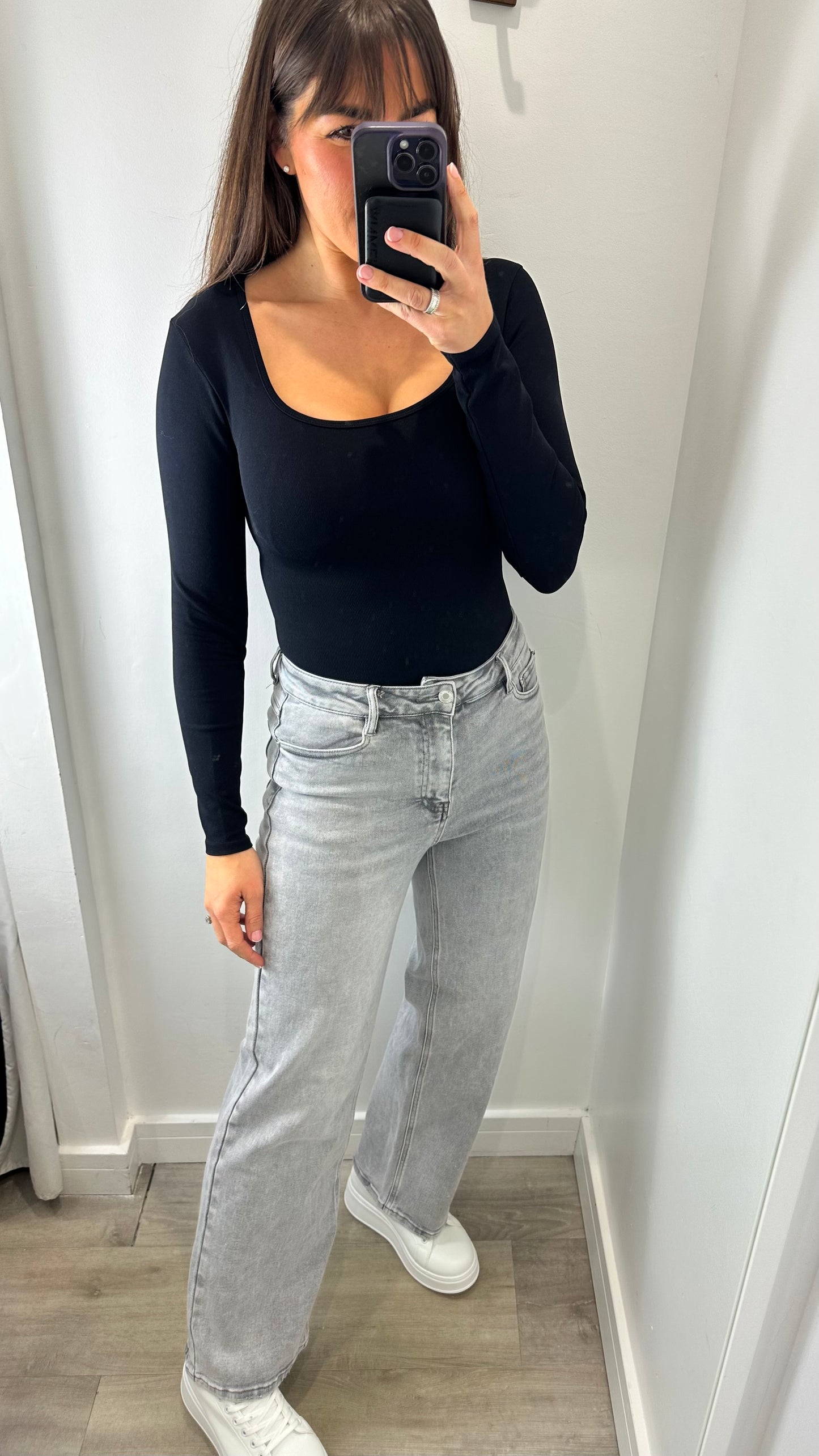 GREY WASHED DAD FIT JEANS