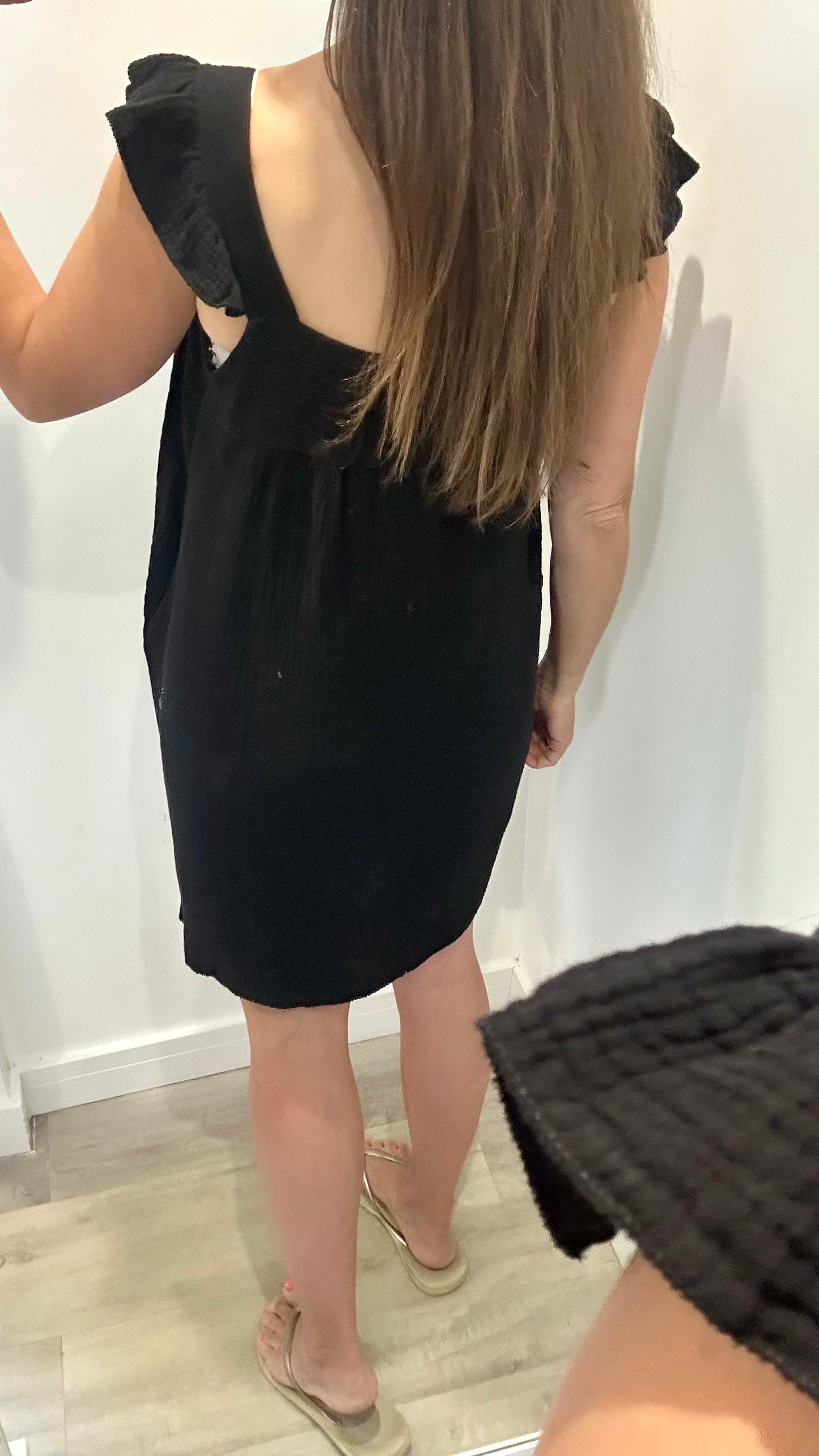 BLACK BABYDOLL MINI DRESS
