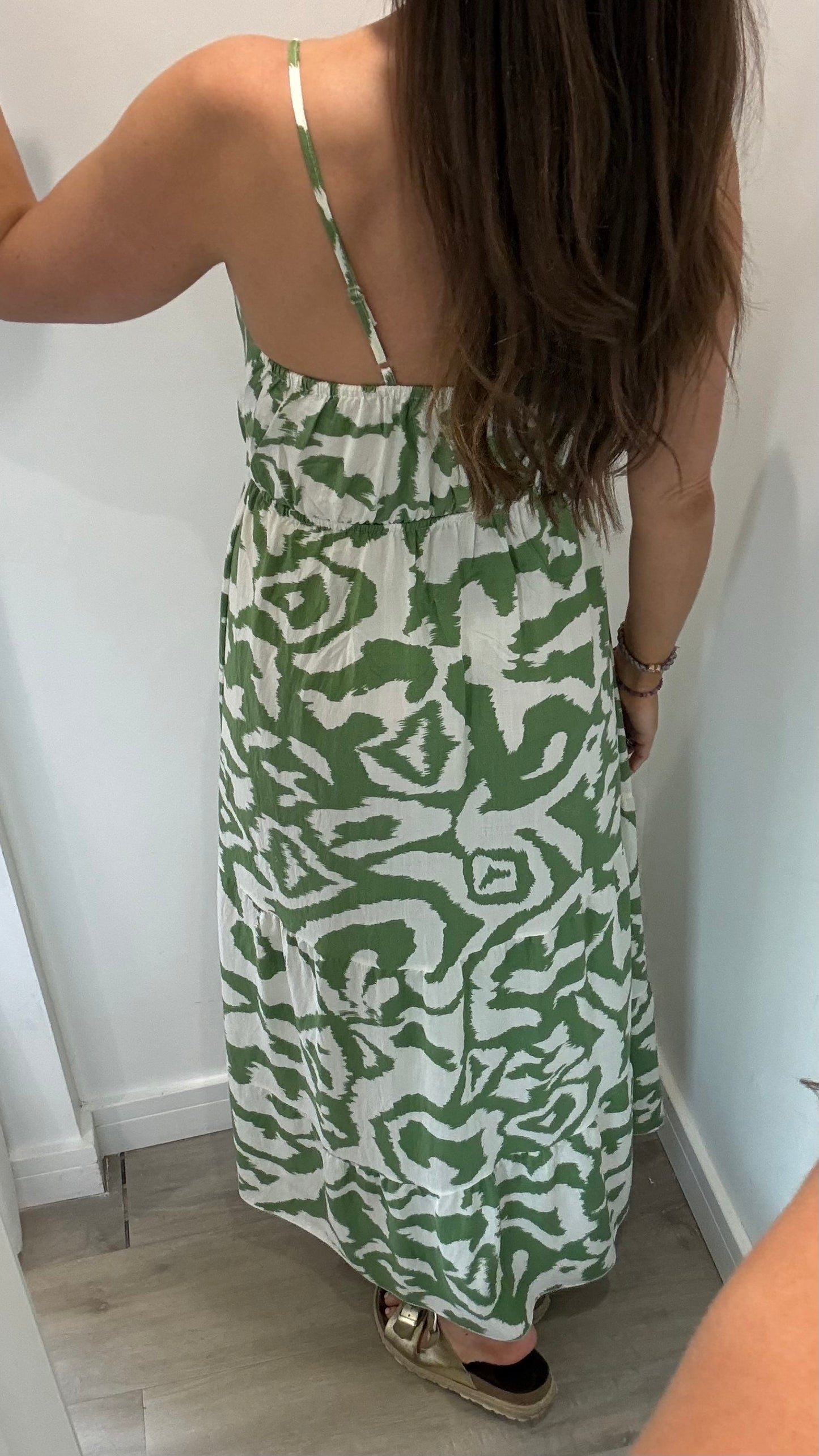 GREEN ABSTRACT MAXI DRESS