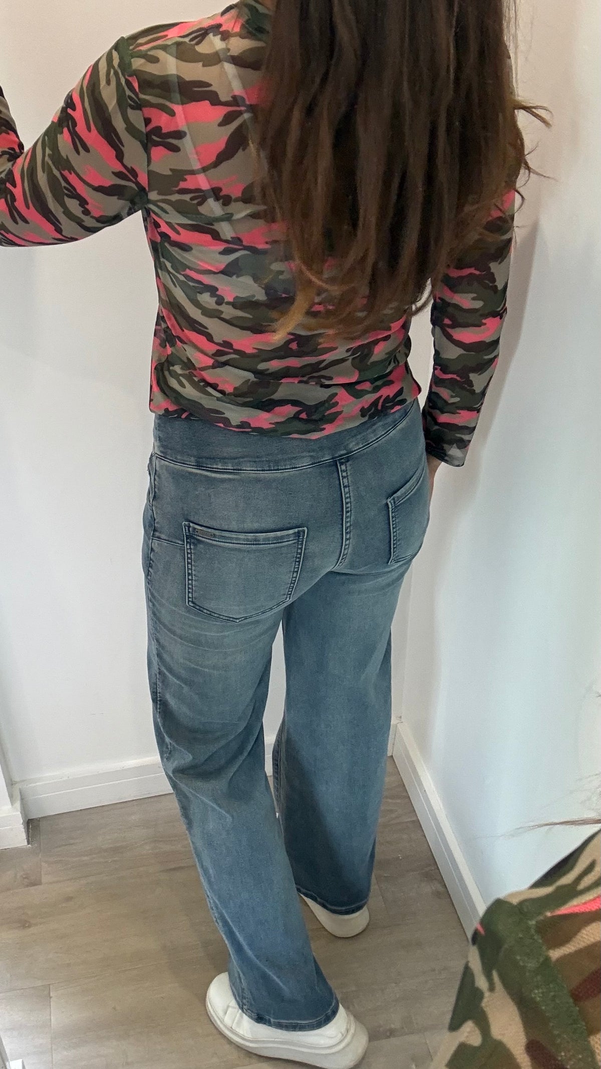 GREEN & PINK CAMO SHEER TOP
