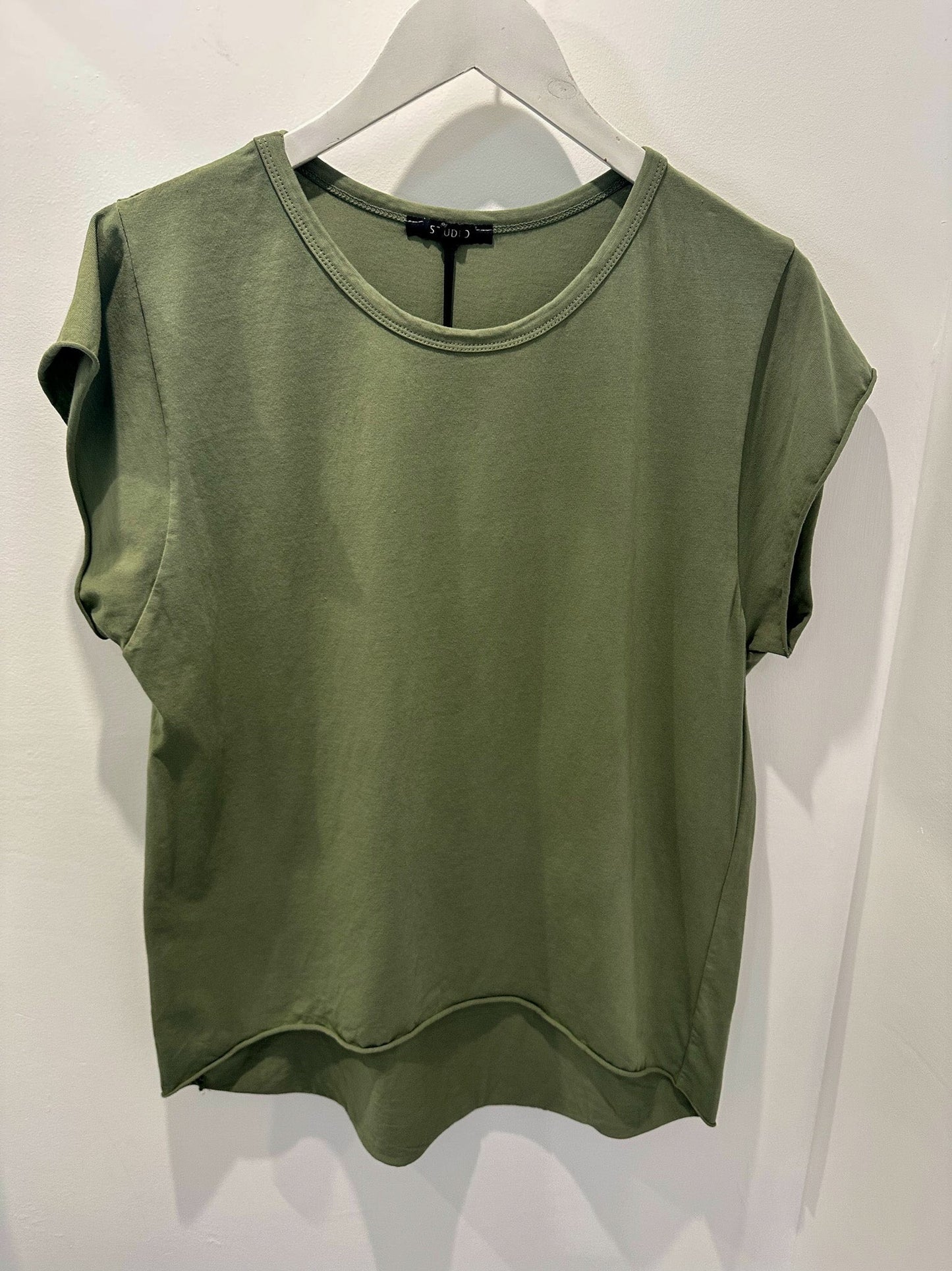 KHAKI CAP SLEEVE TEE