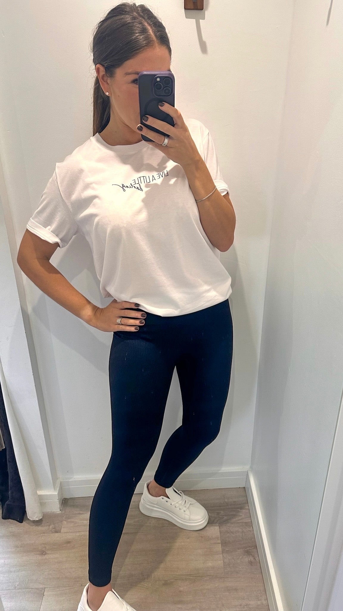 BLACK RIBBED SEAM FREE LEGGINGS