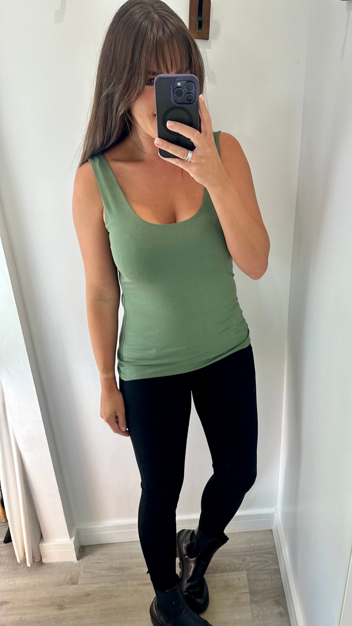 KHAKI CAMI VEST TOP