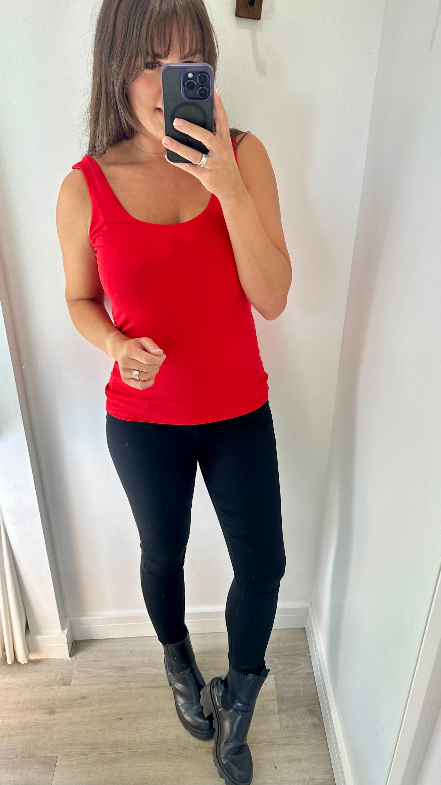 RED CAMI VEST TOP