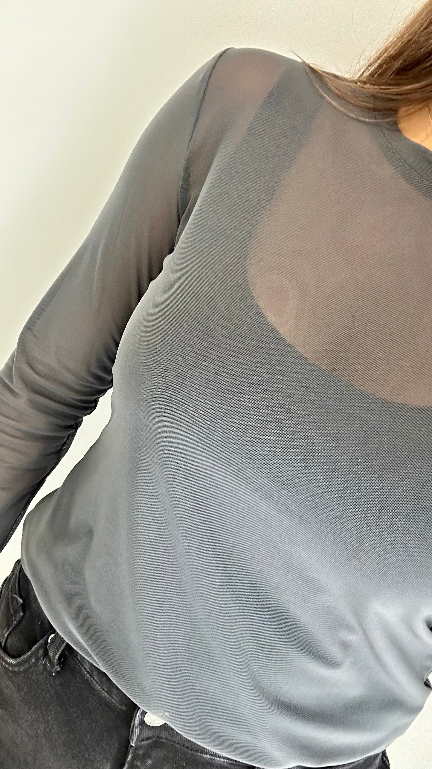 CHARCOAL SHEER TOP