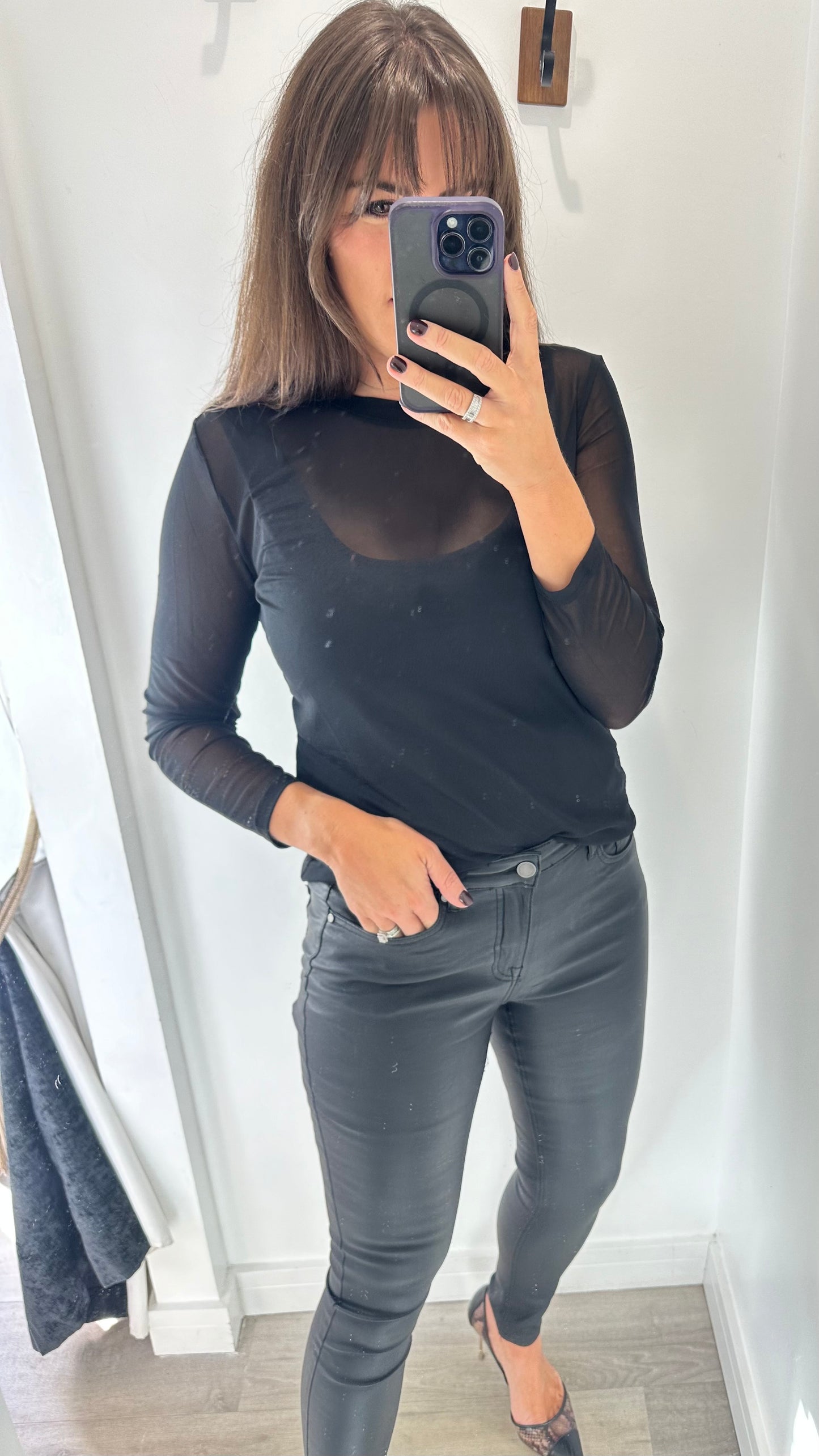 BLACK SHEER TOP