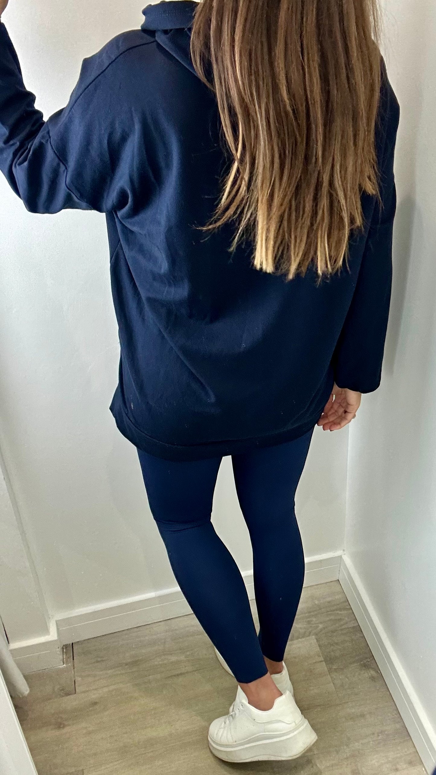 NAVY PLAIN LIGHTWEIGHT HOODIE