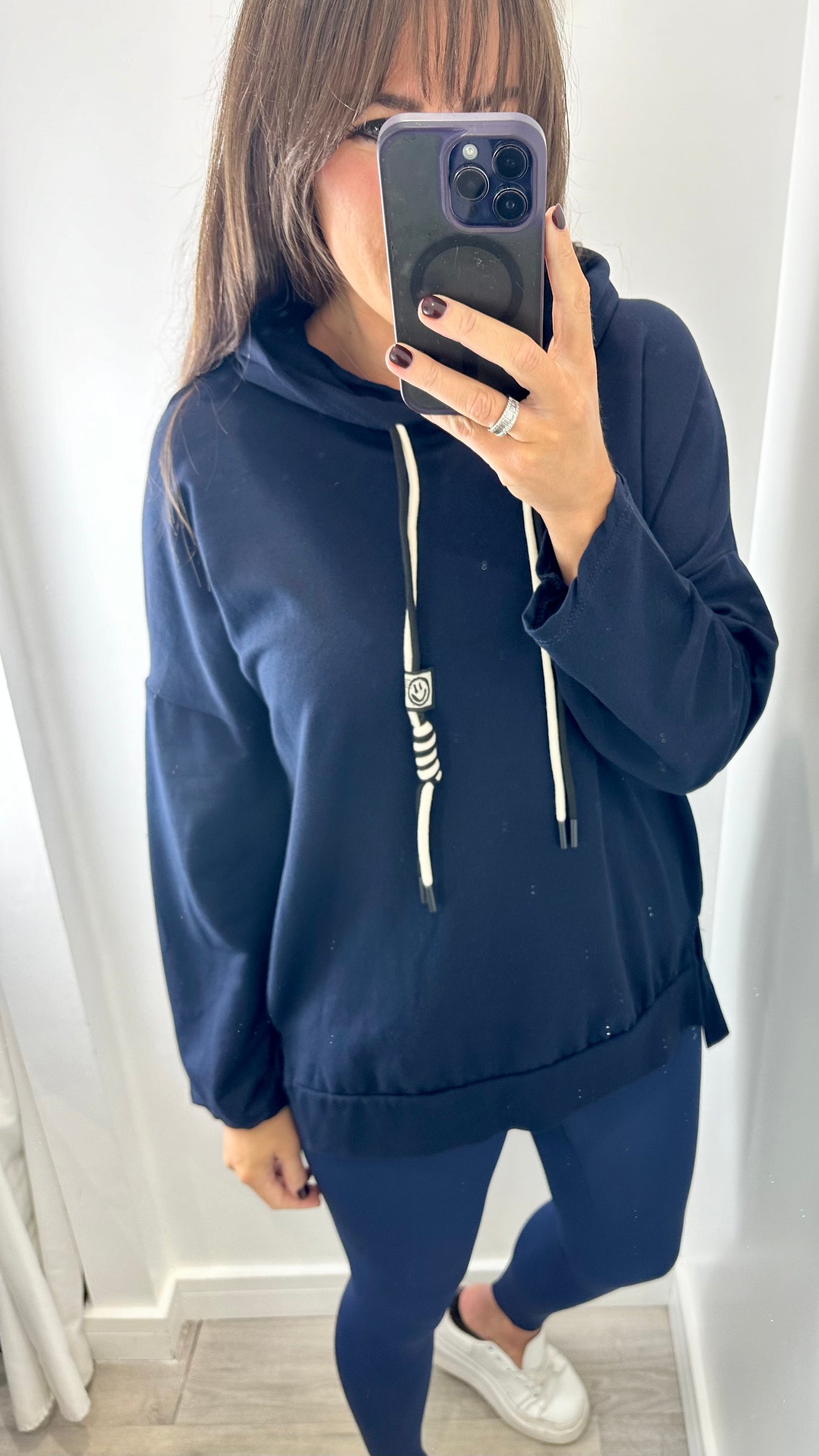 NAVY PLAIN LIGHTWEIGHT HOODIE