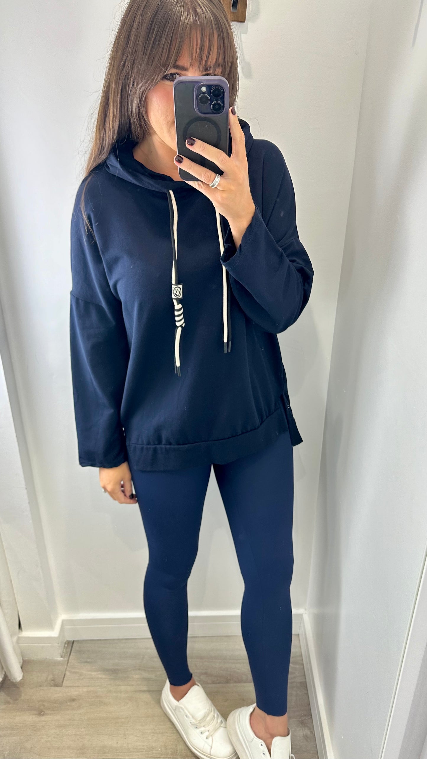 NAVY PLAIN LIGHTWEIGHT HOODIE