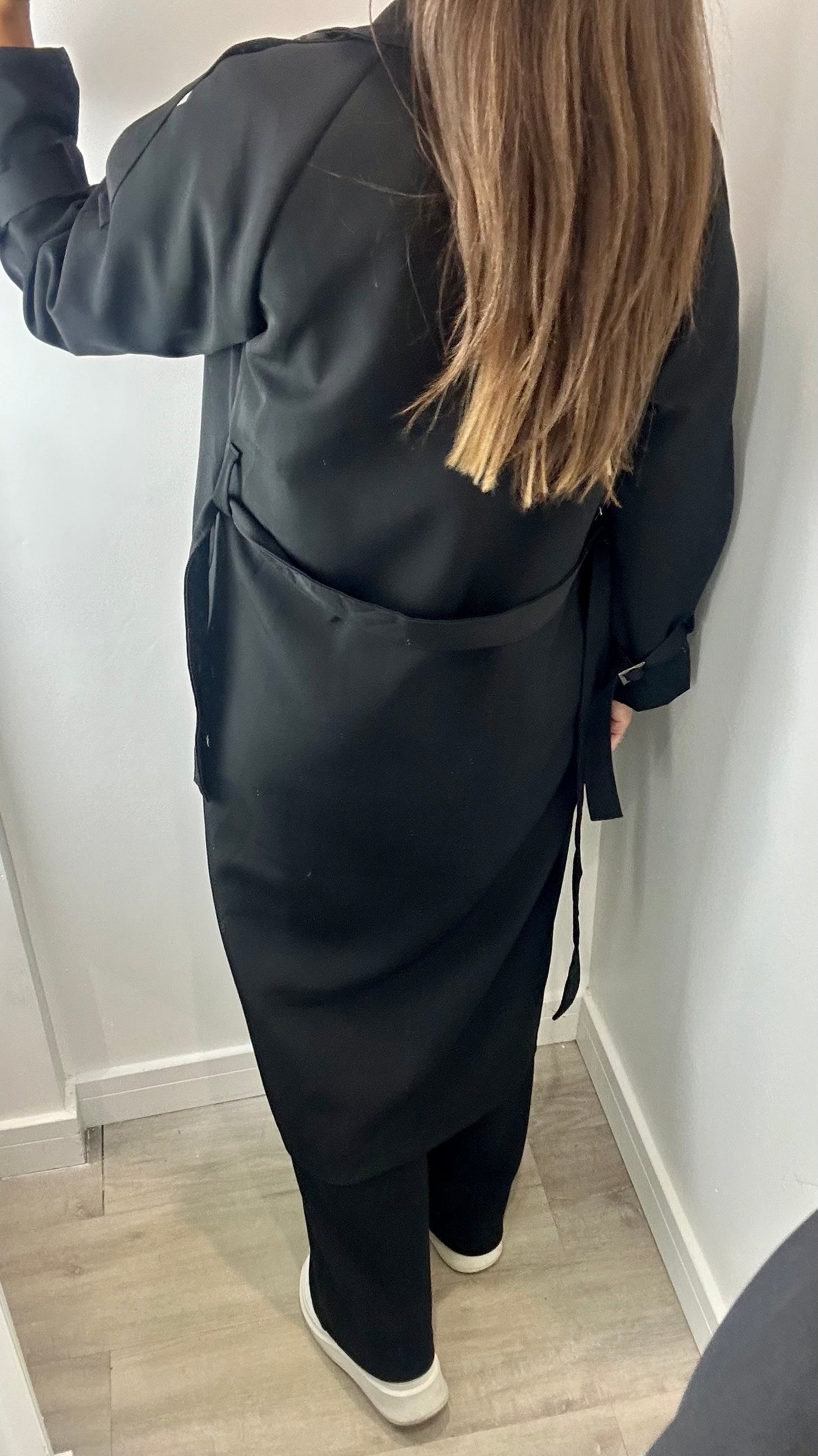 BLACK LIGHTWEIGHT TRENCH COAT
