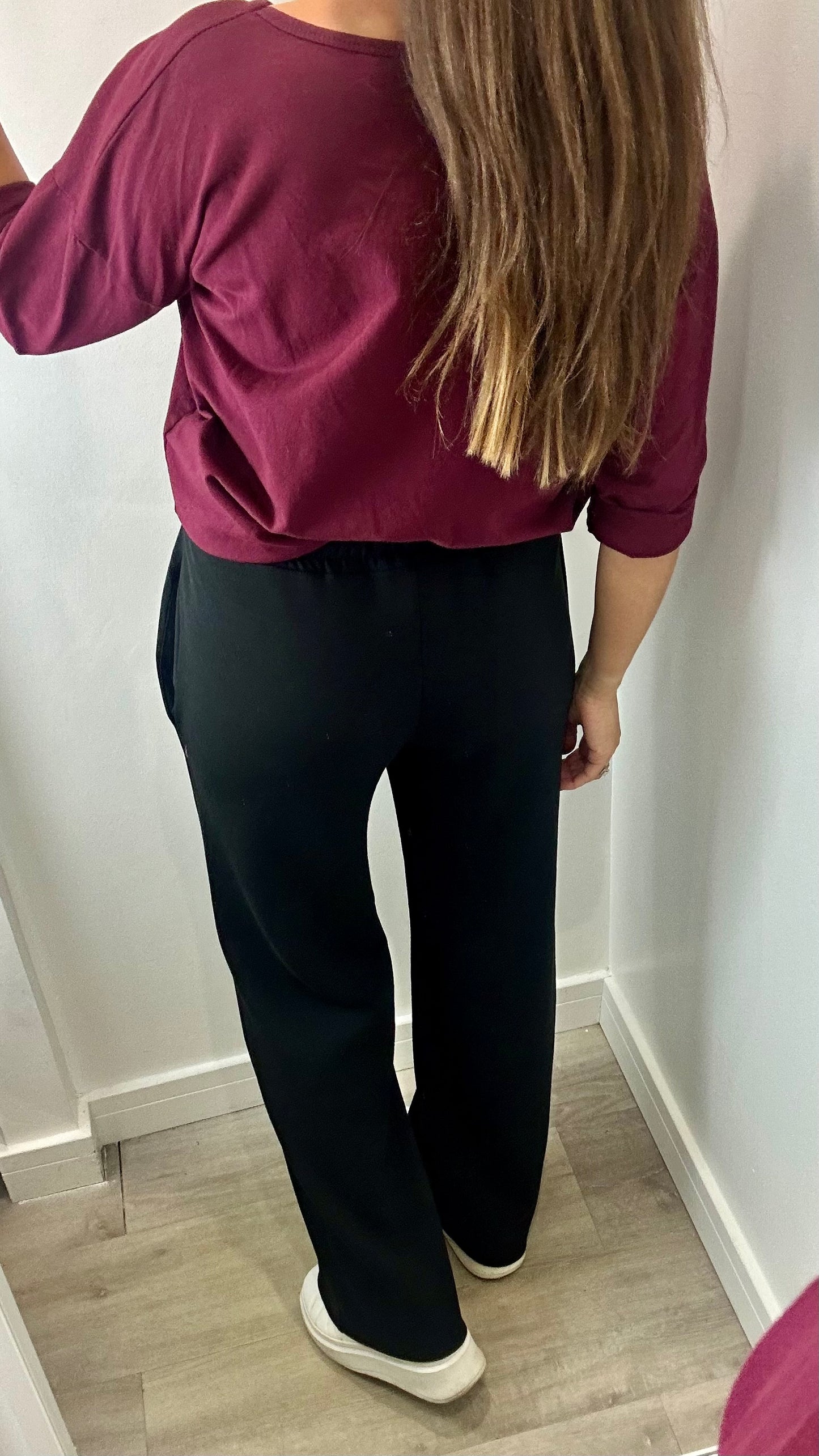 BLACK STRAIGHT LEG TROUSERS