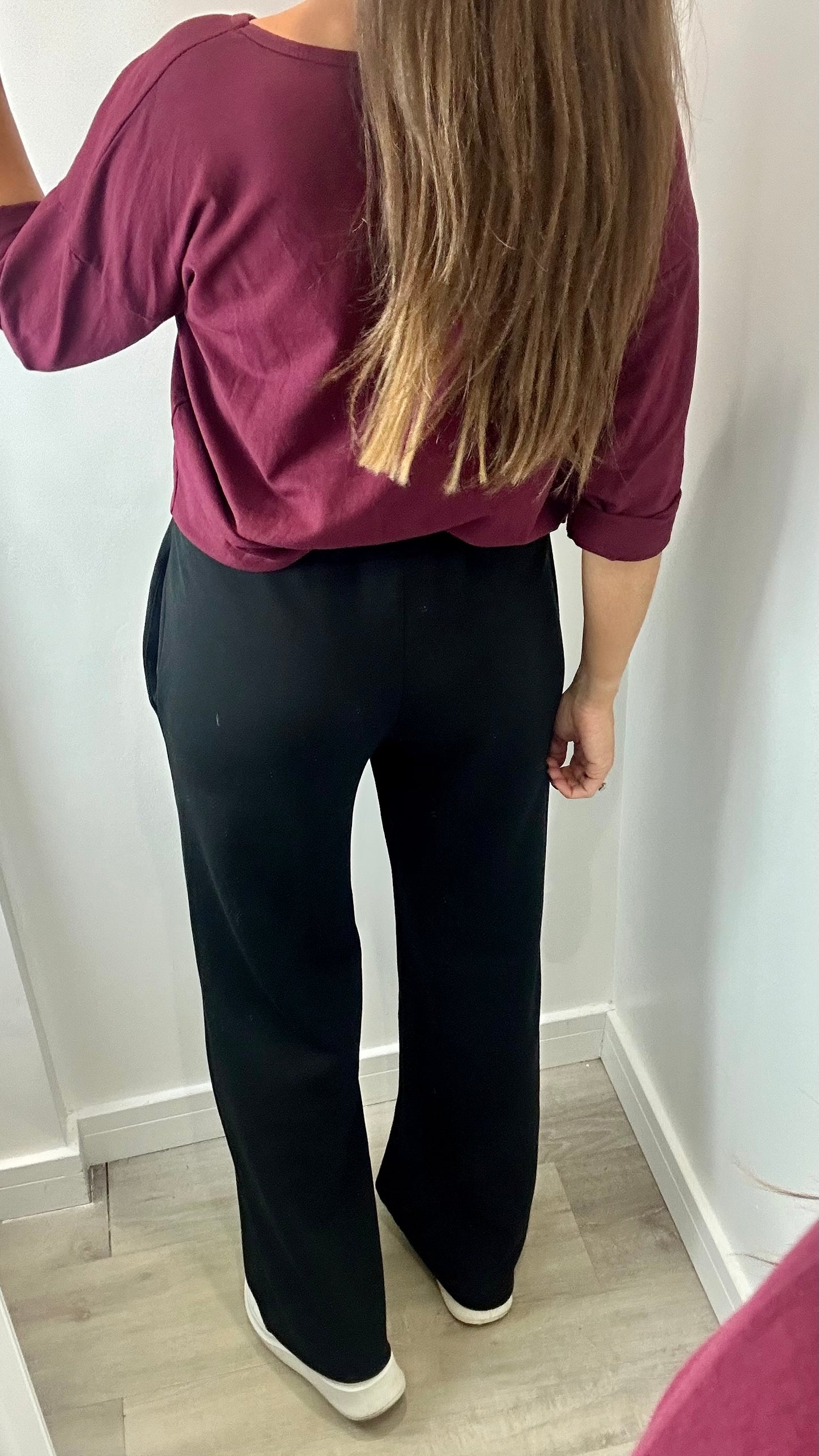 BLACK STRAIGHT LEG TROUSERS