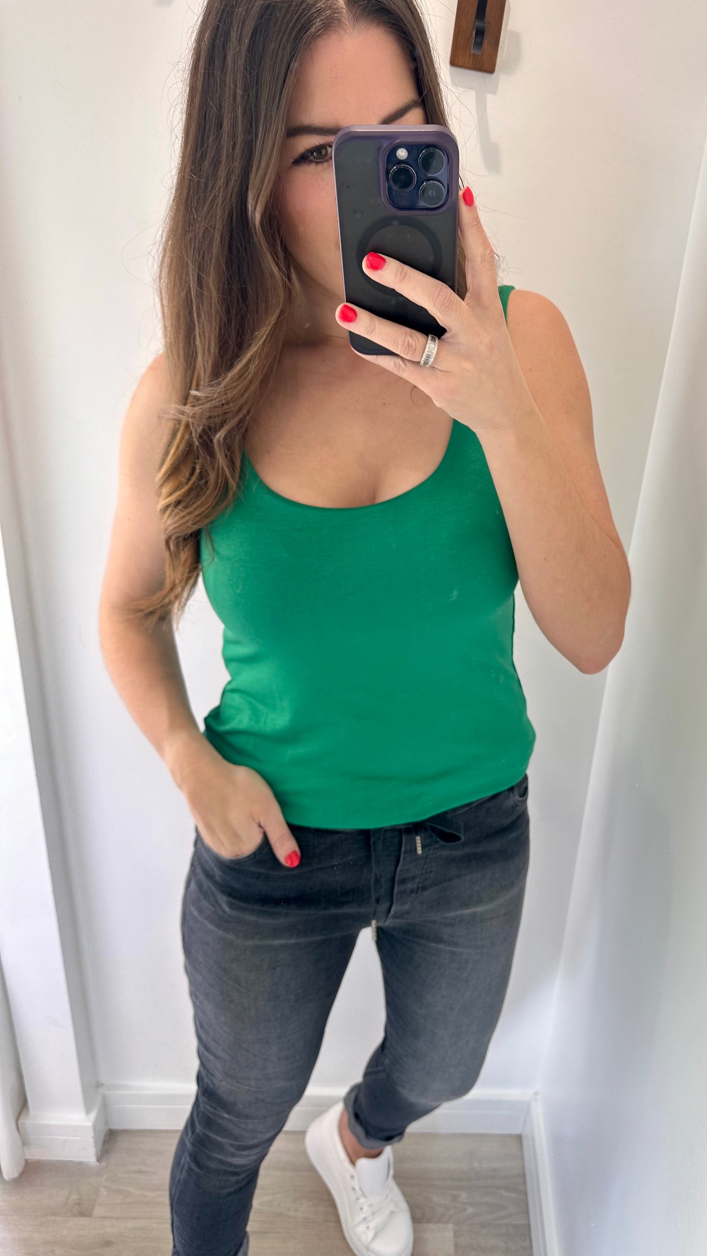 GREEN CAMI VEST TOP