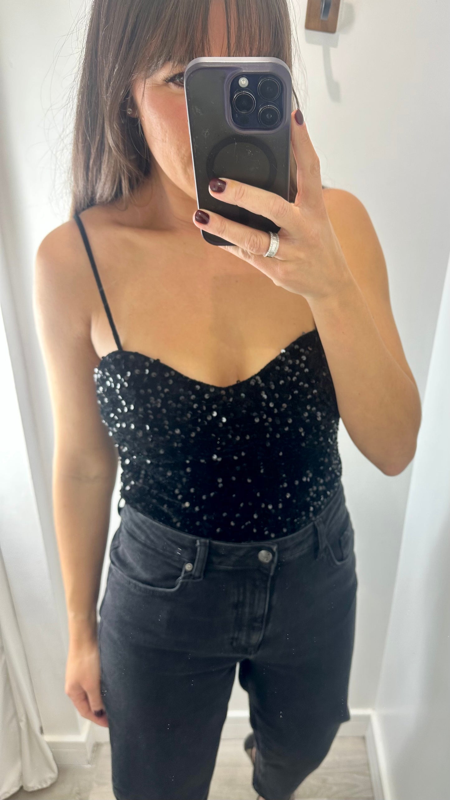 BLACK SEQUIN BODYSUIT