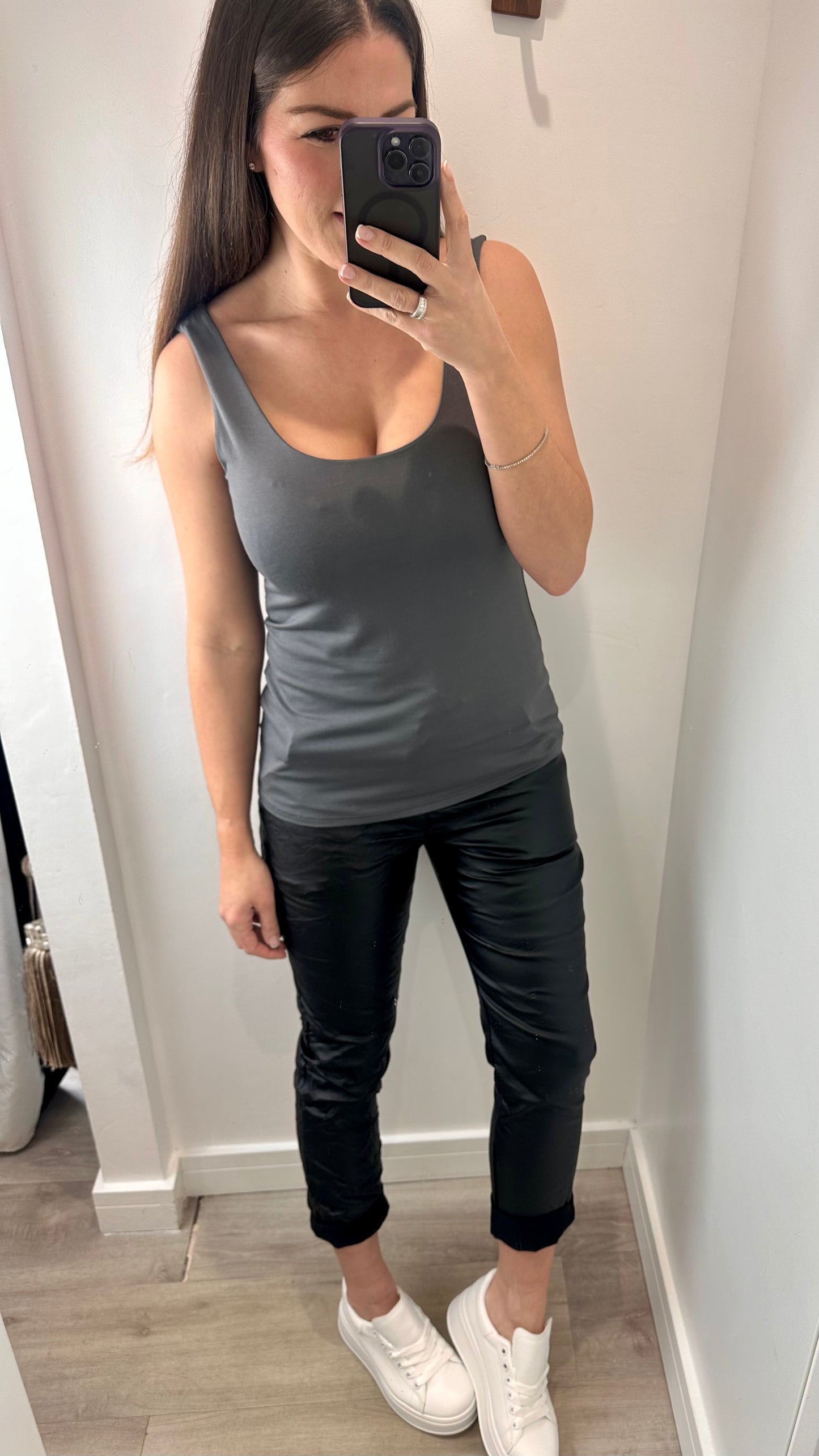 CHARCOAL CAMI VEST TOP