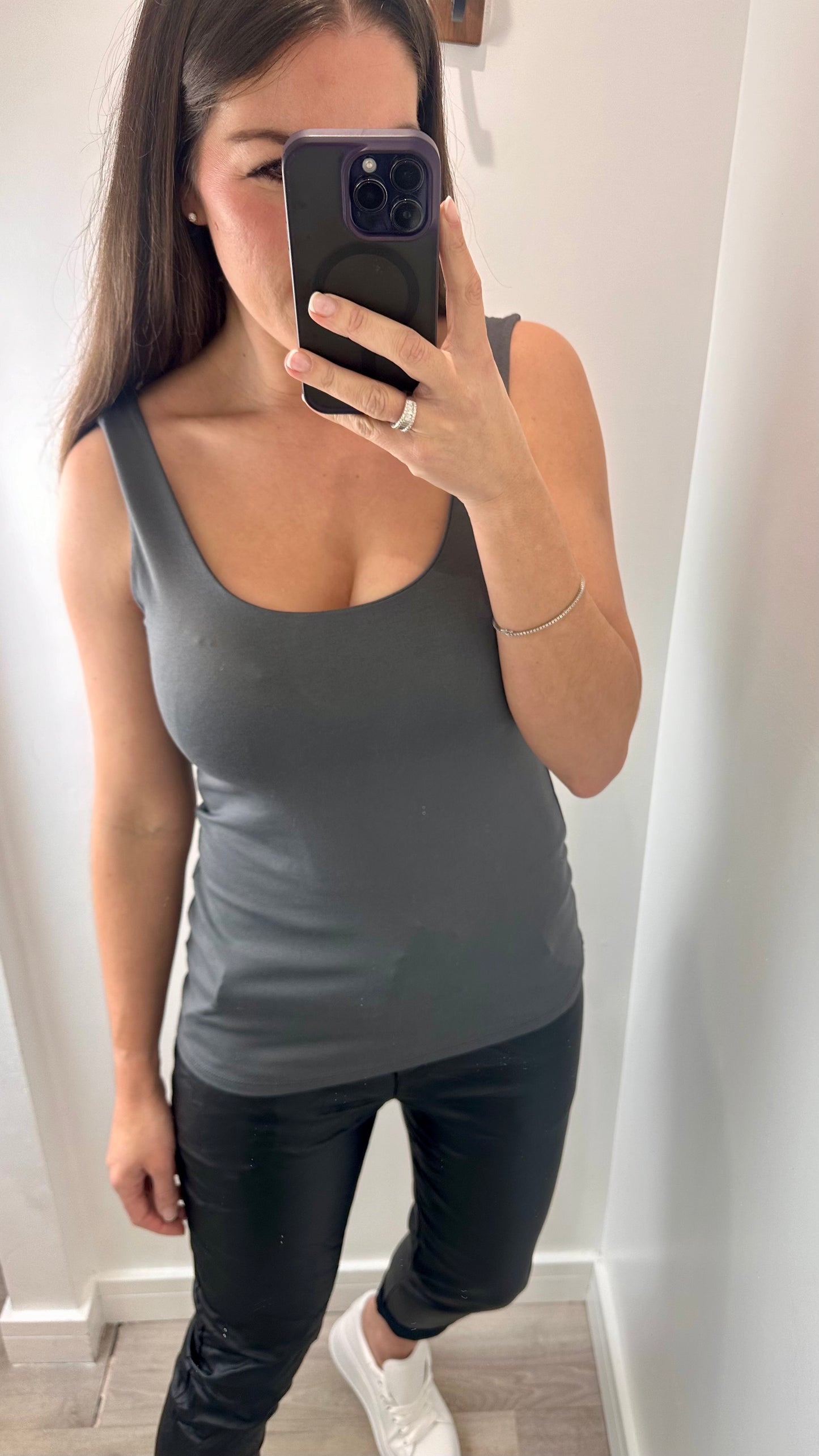 CHARCOAL CAMI VEST TOP