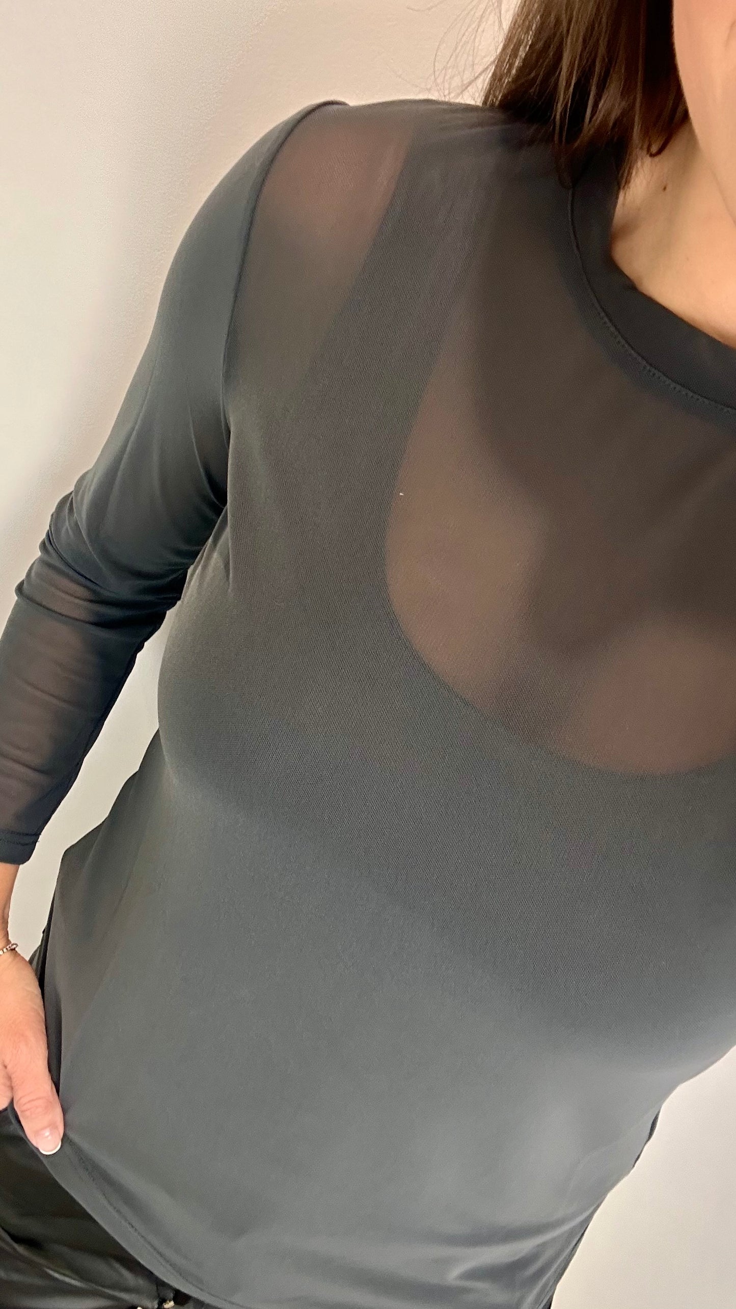 CHARCOAL SHEER TOP
