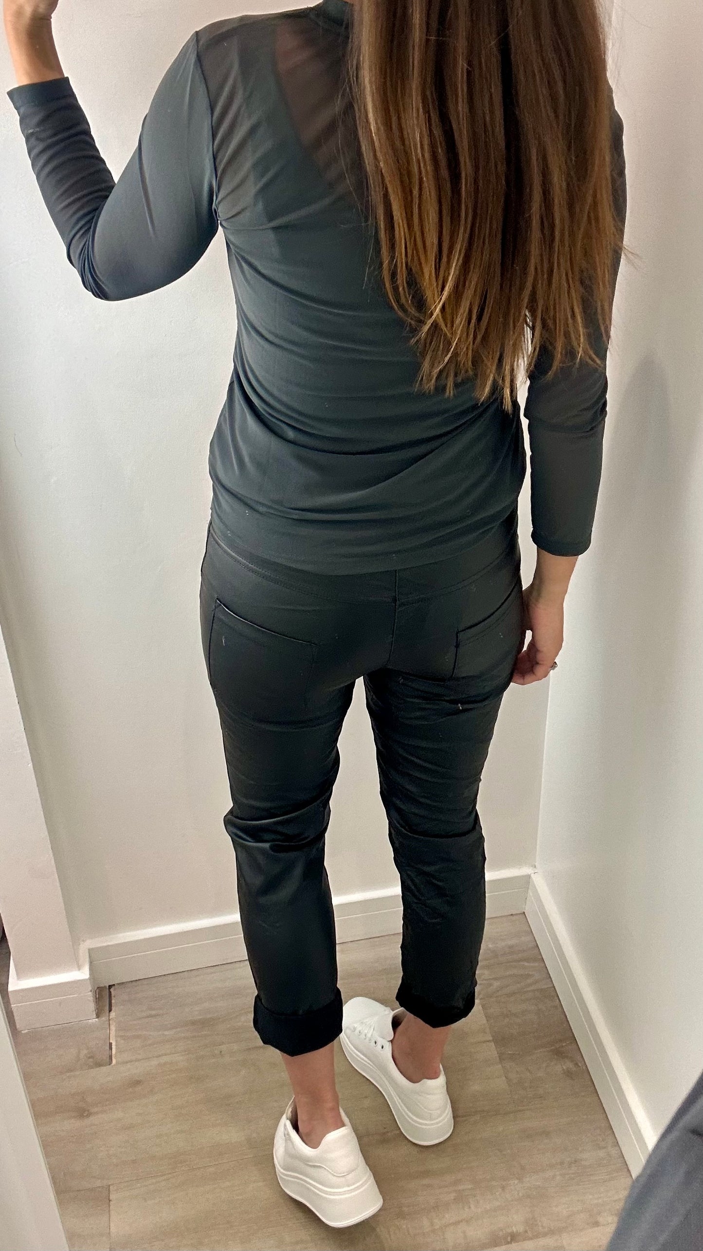 CHARCOAL SHEER TOP