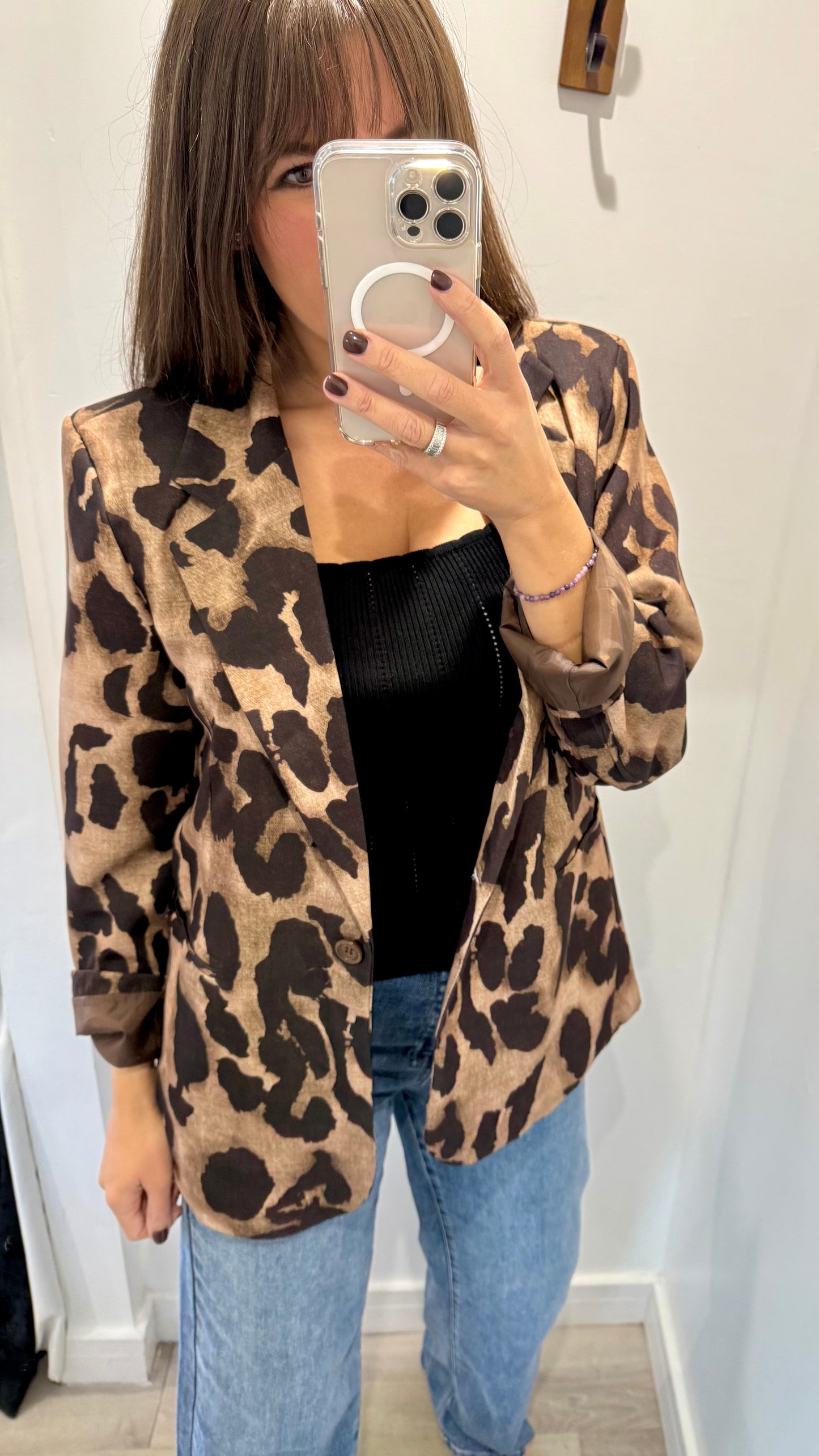 LEOPARD BLAZER IN SAND & CHOCOLATE