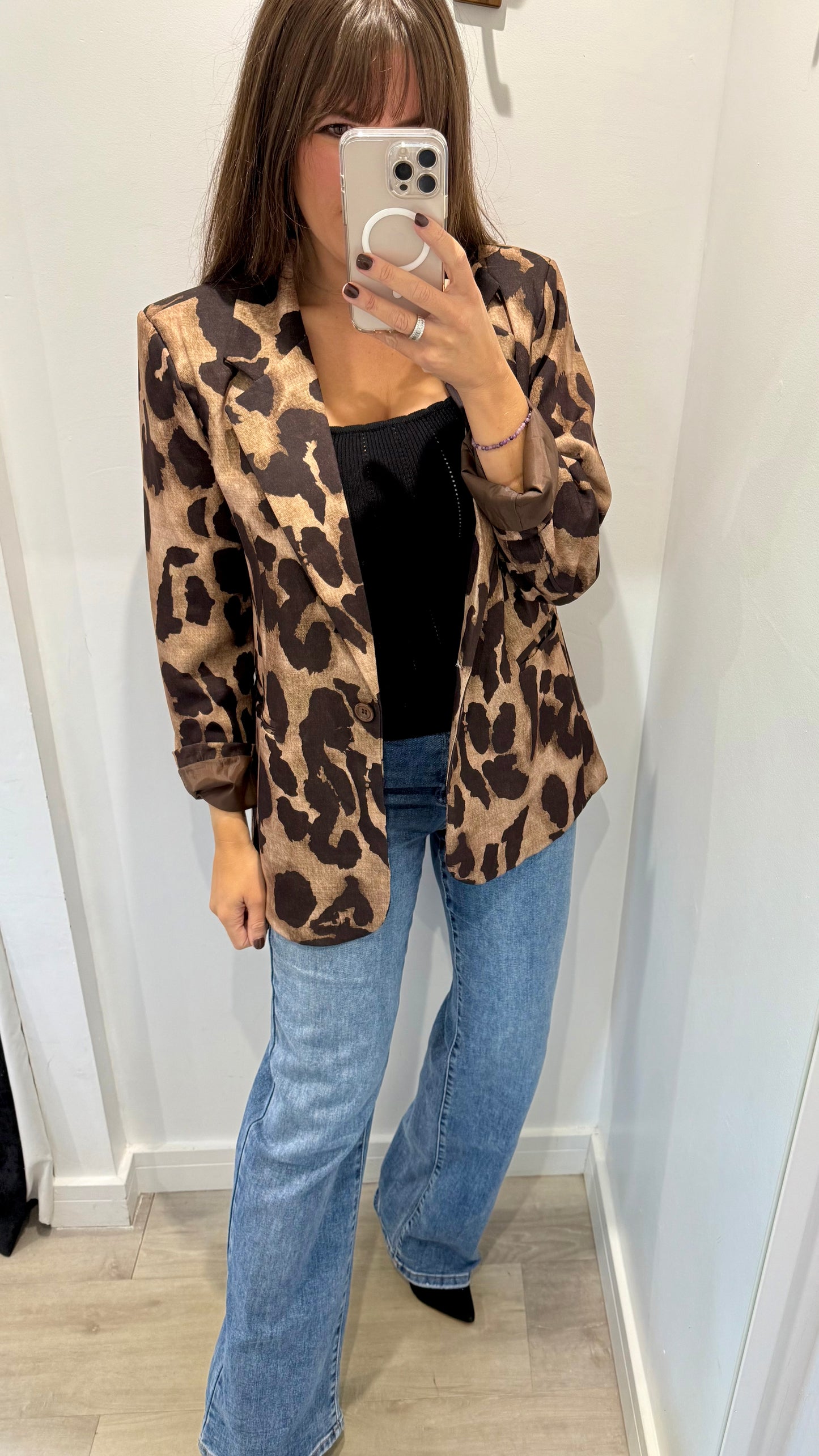 LEOPARD BLAZER IN SAND & CHOCOLATE