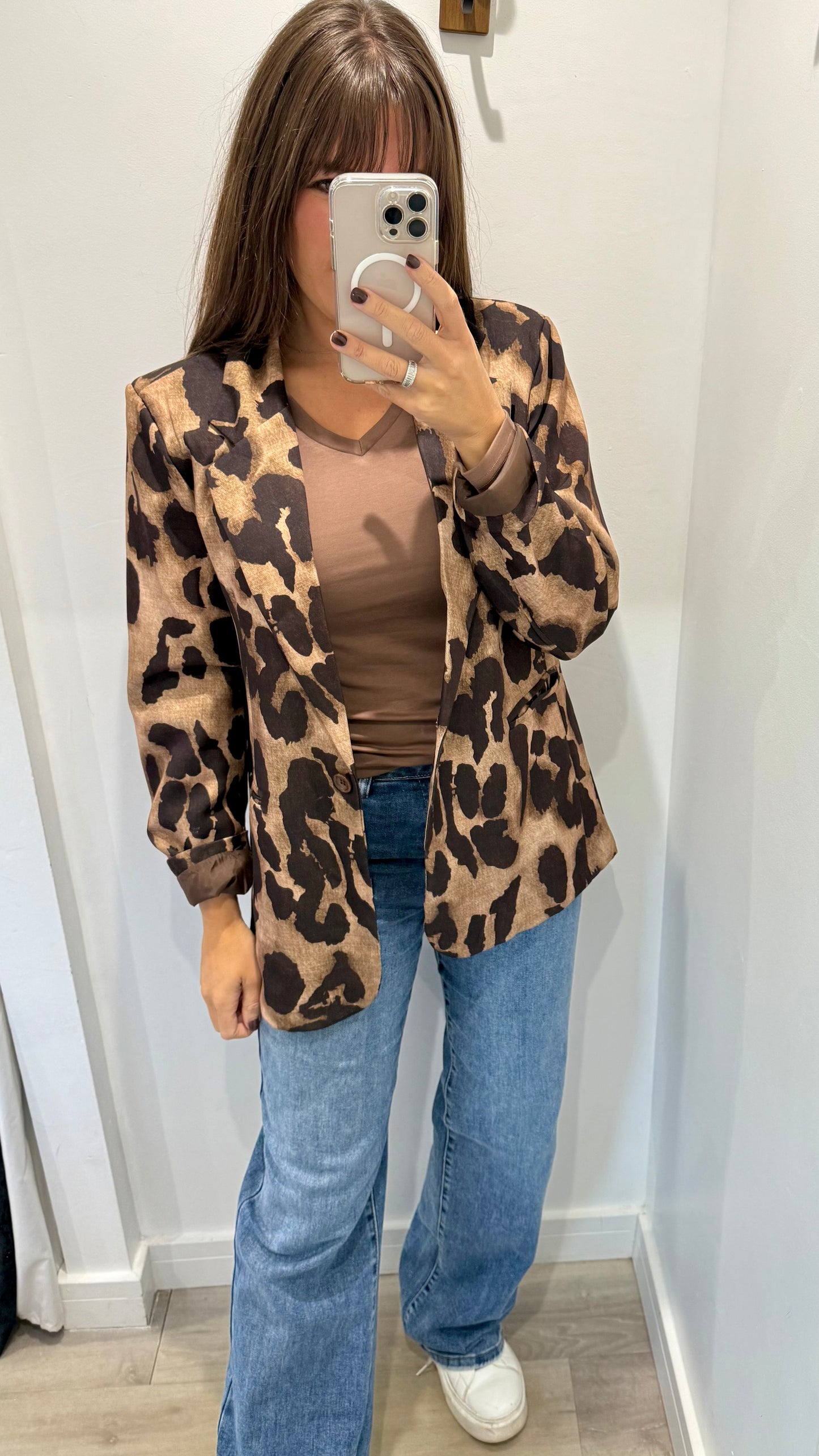 LEOPARD BLAZER IN SAND & CHOCOLATE