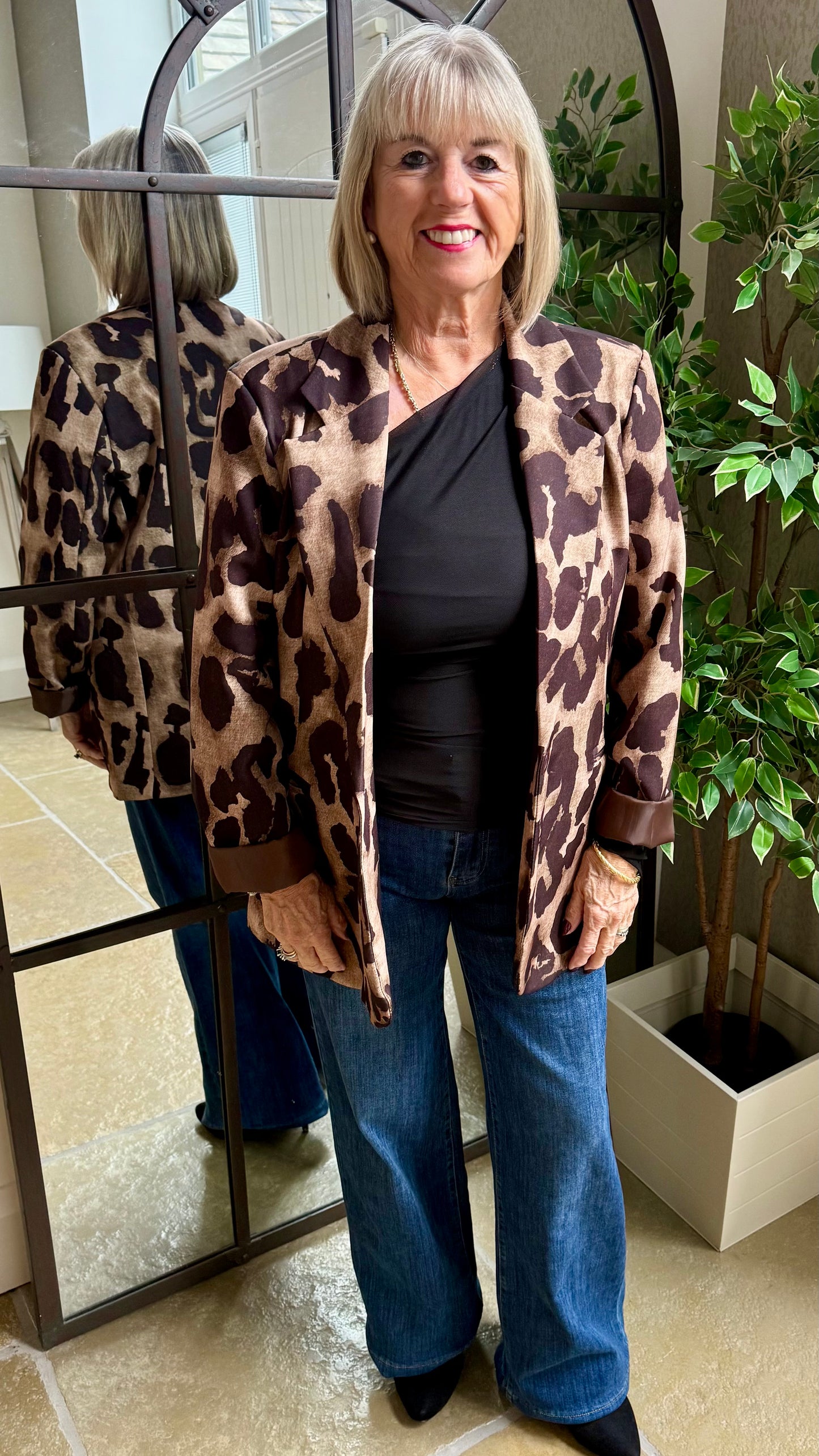 LEOPARD BLAZER IN SAND & CHOCOLATE