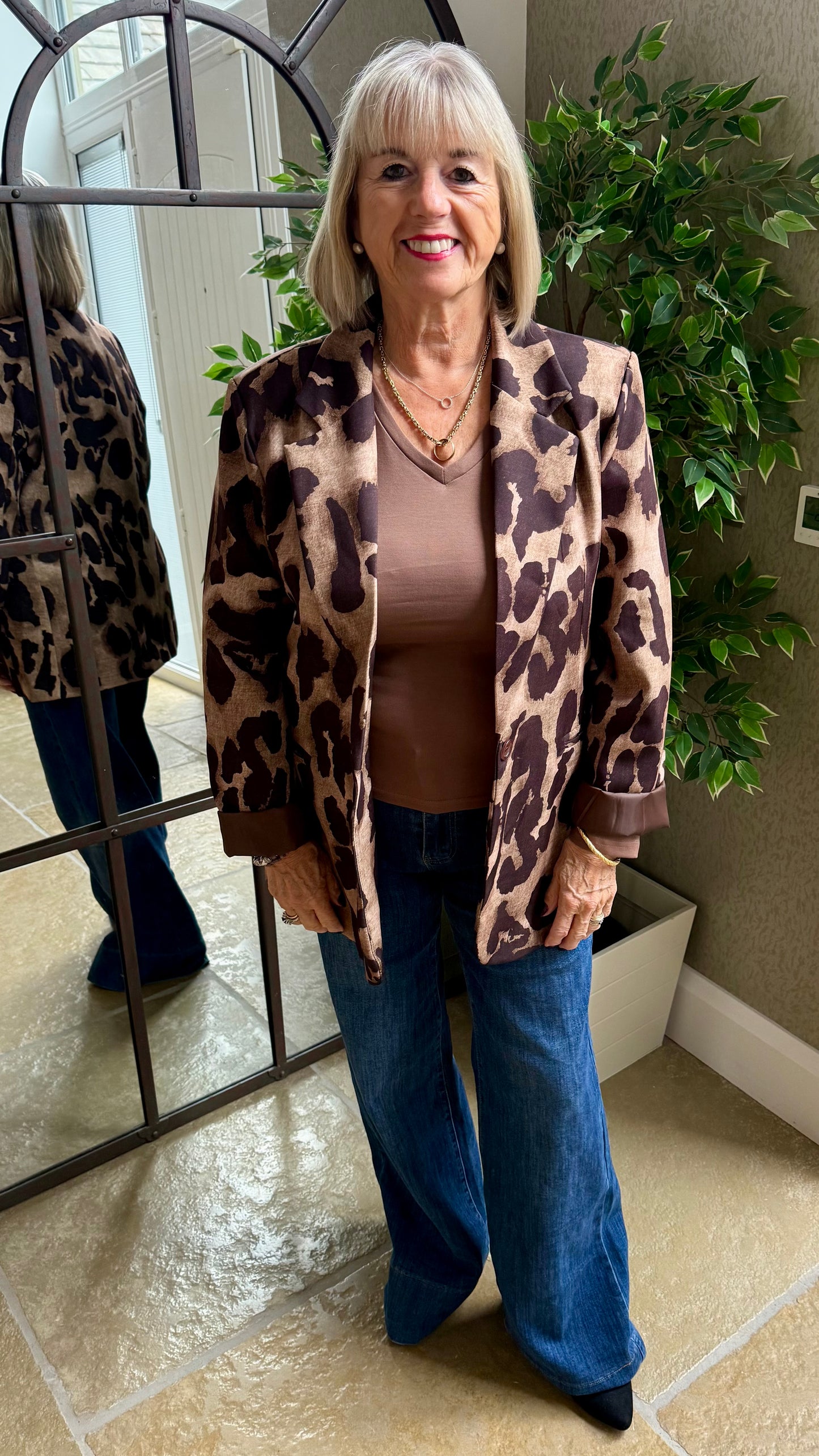 LEOPARD BLAZER IN SAND & CHOCOLATE