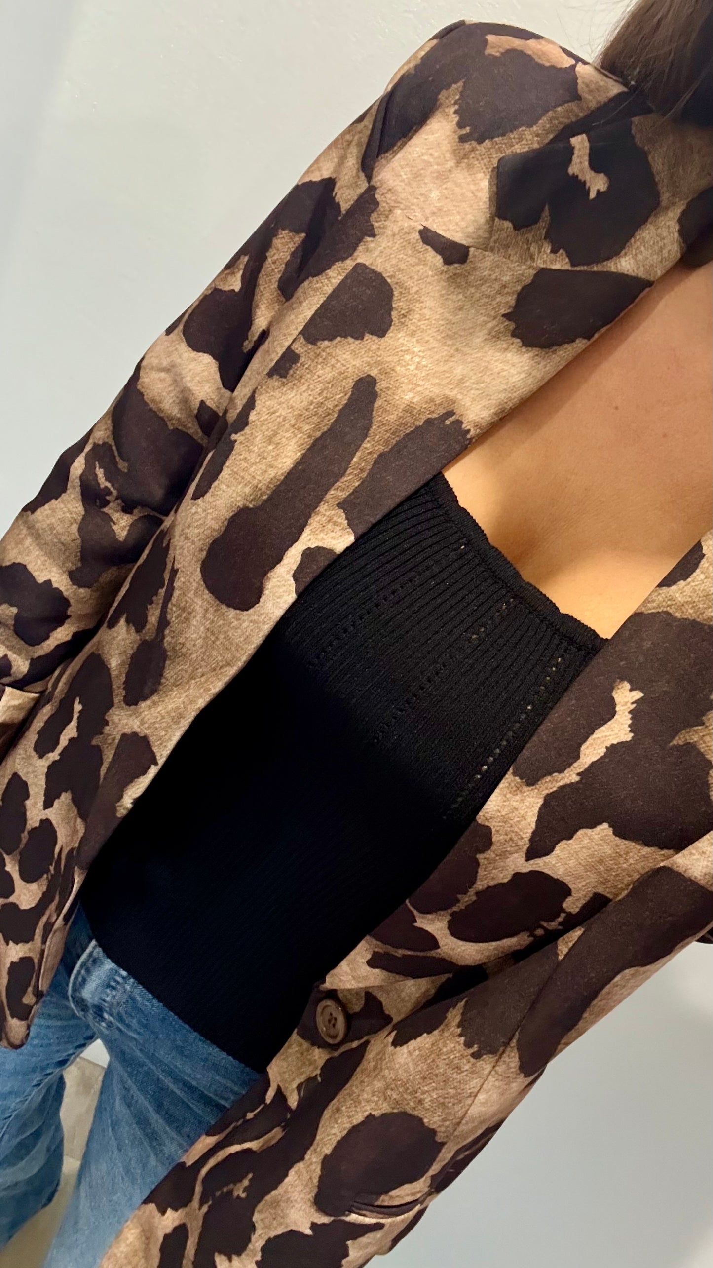 LEOPARD BLAZER IN SAND & CHOCOLATE