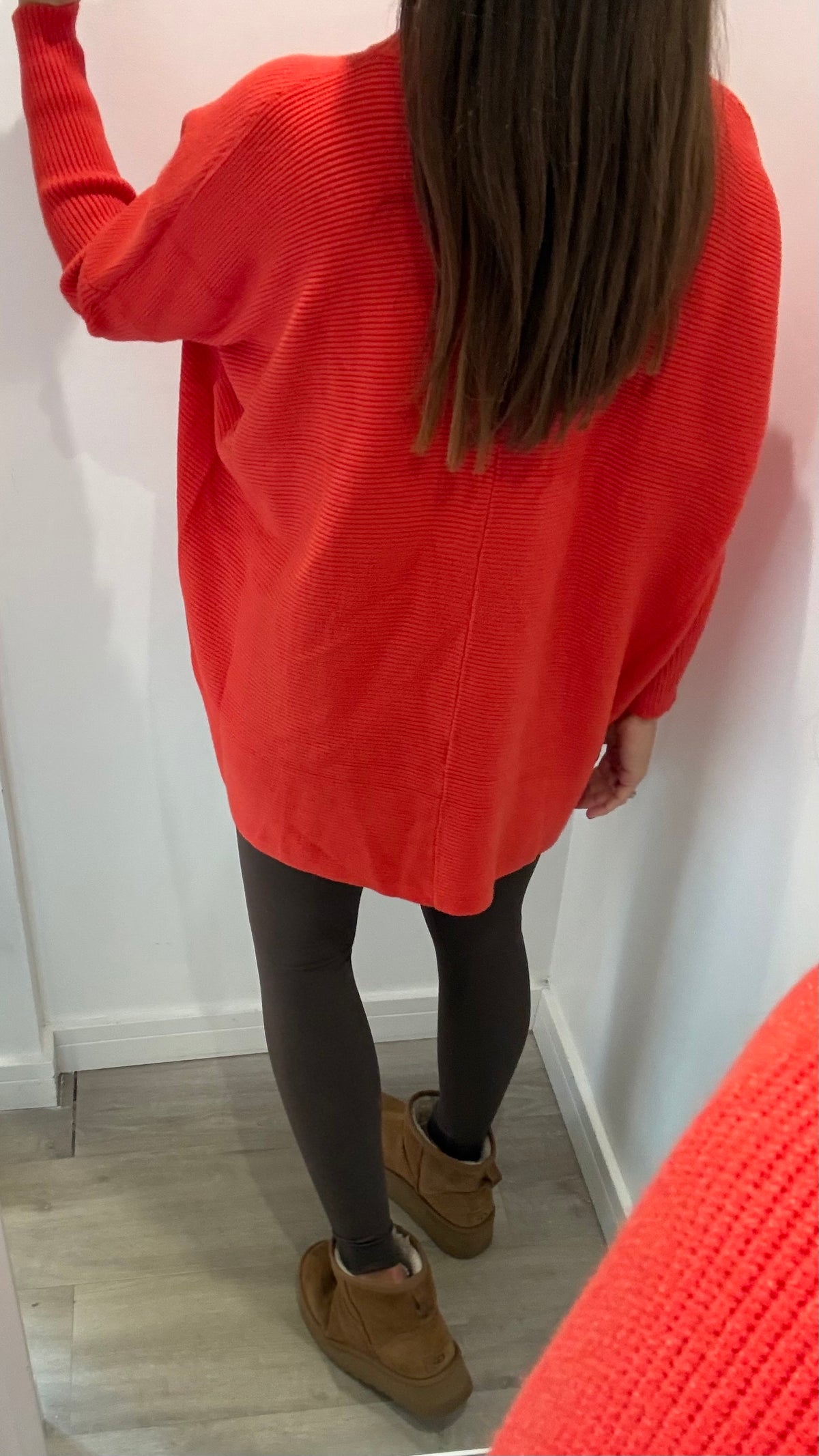 ORANGE LONGLINE BATWING KNIT JUMPER