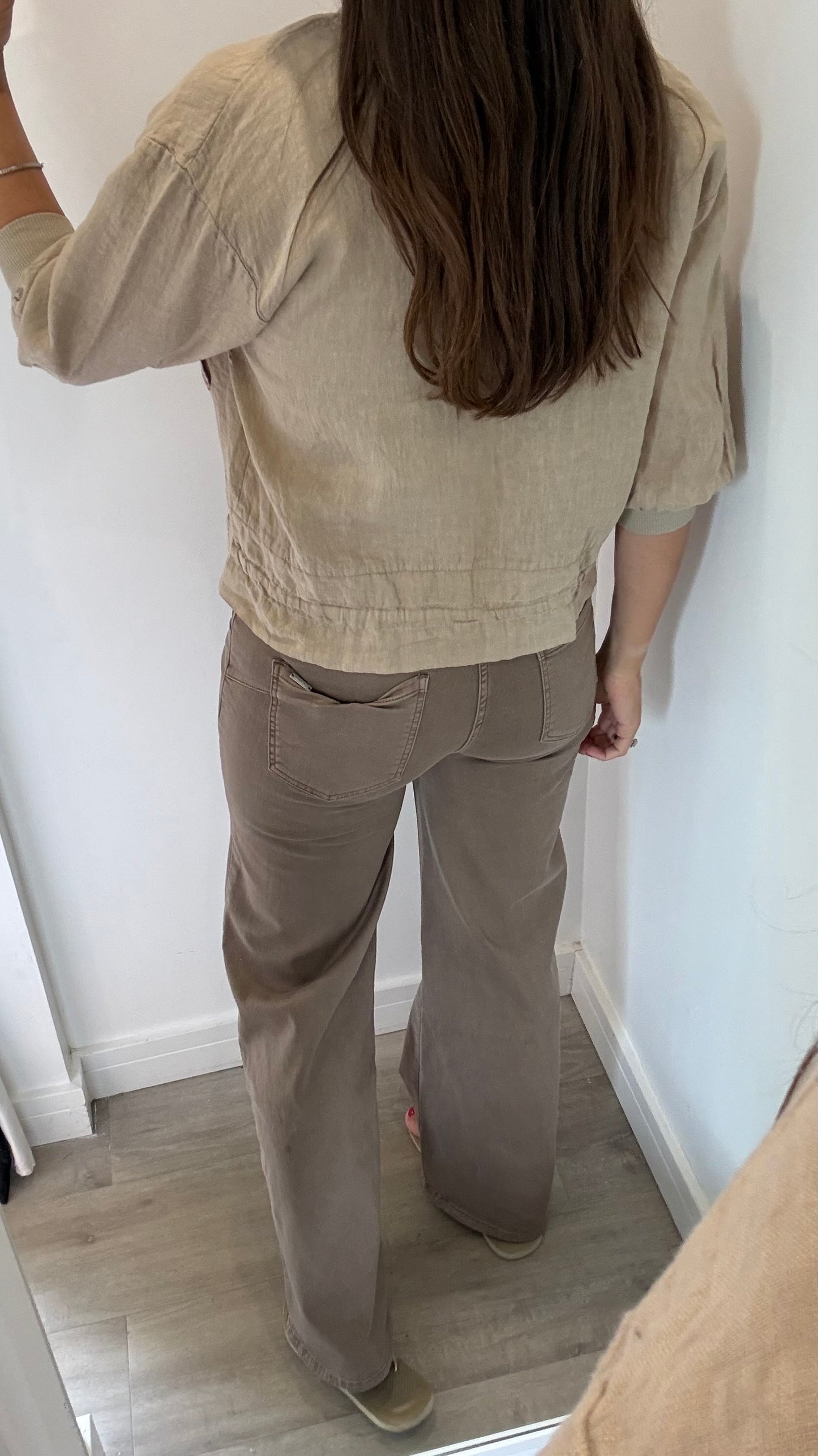 SAND LINEN BOMBER JACKET