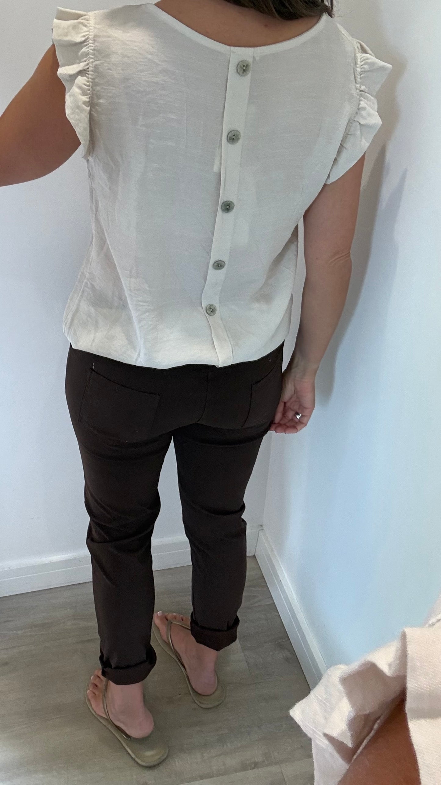 BUTTON BACK TOP - NATURAL STONE