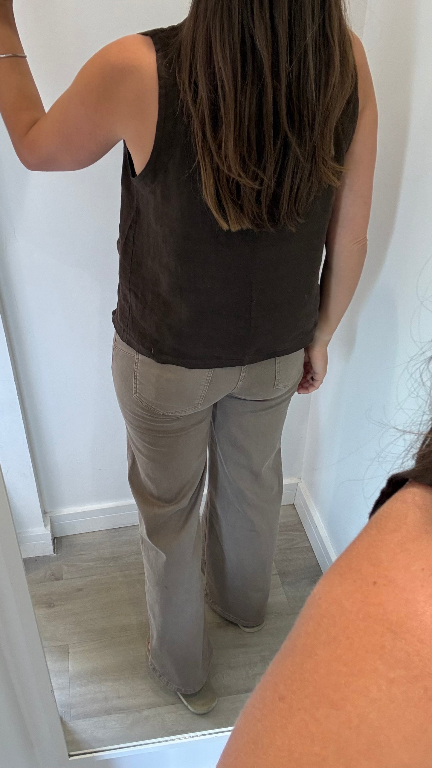 CHOCOLATE BROWN LINEN COWL WAISTCOAT TOP