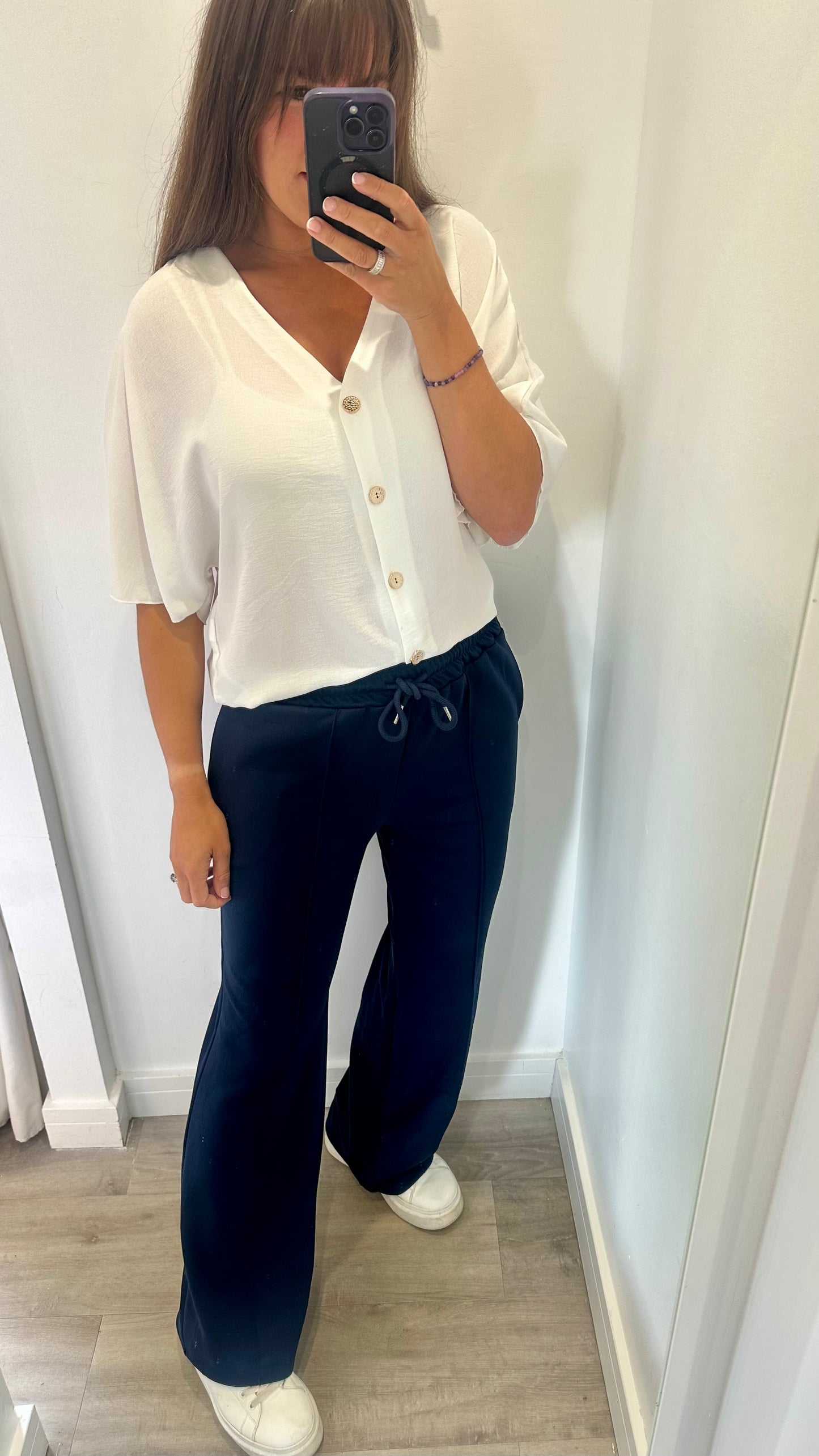 NAVY STRAIGHT LEG TROUSERS - BESTSELLER