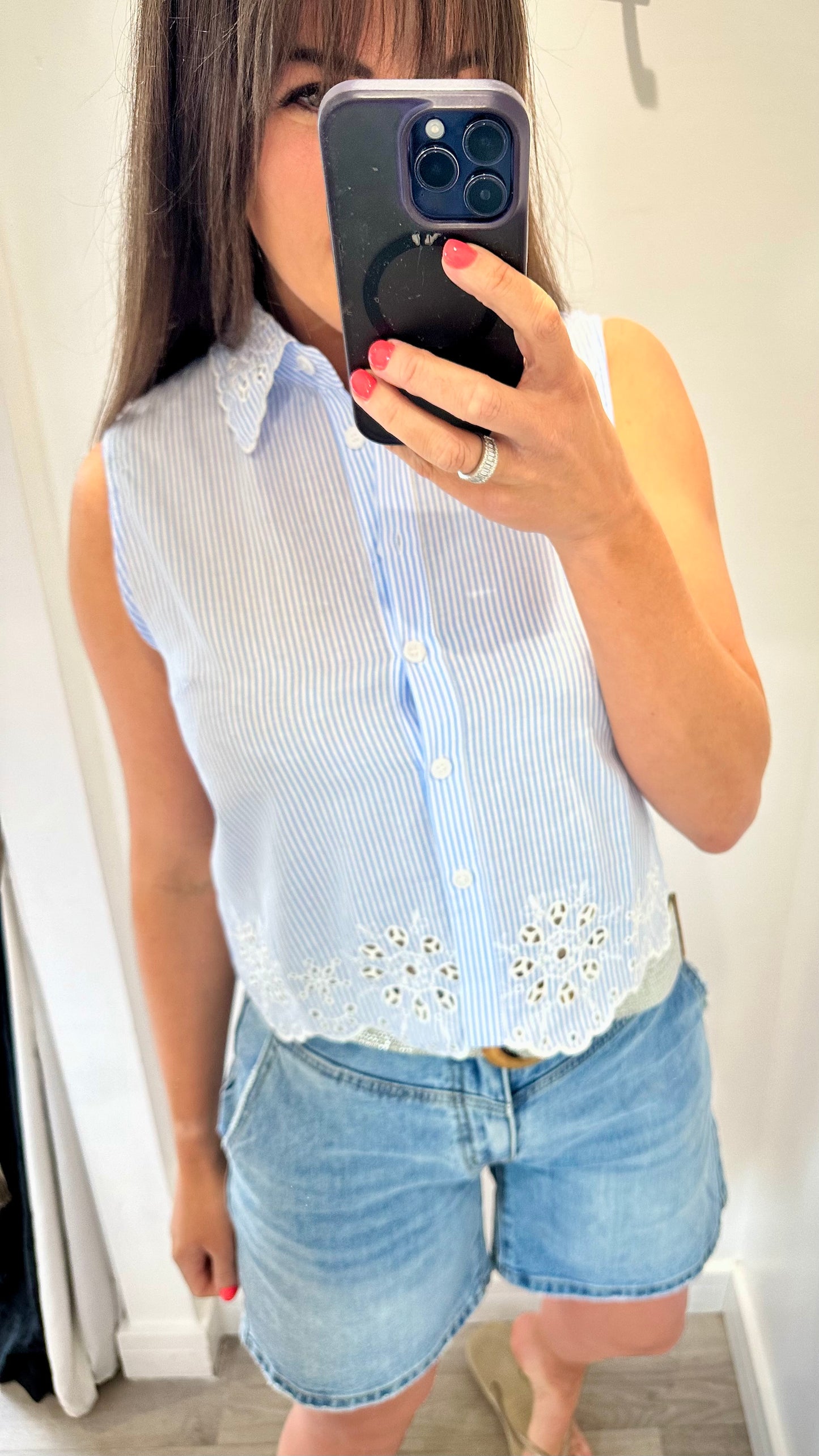 BLUE AND WHITE STRIPE CO-ORD - 100% COTTON TWO PIECE