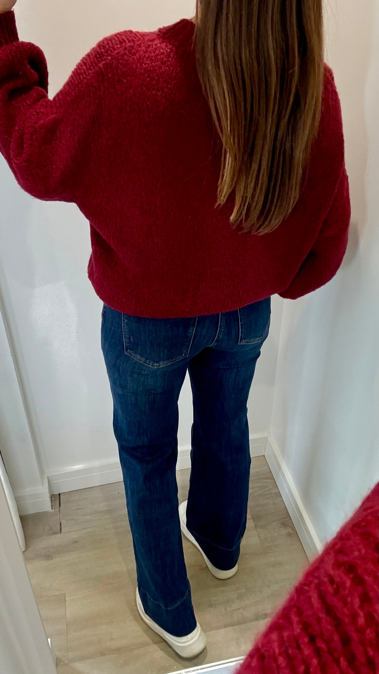 MERLOT BALLOON SLEEVE TEXTURED KNIT JUMPER