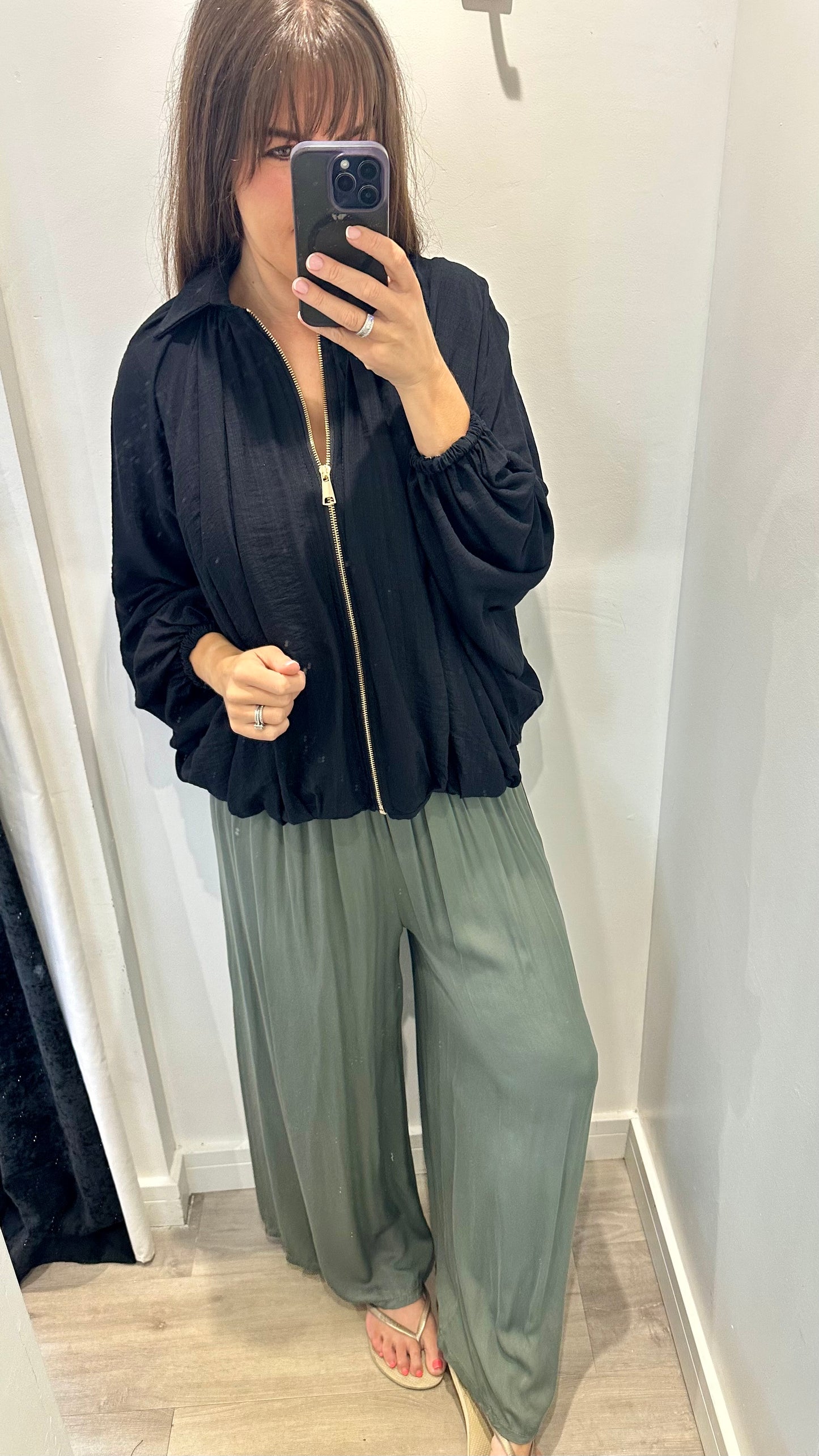 BLACK BALLOON SLEEVE JACKET