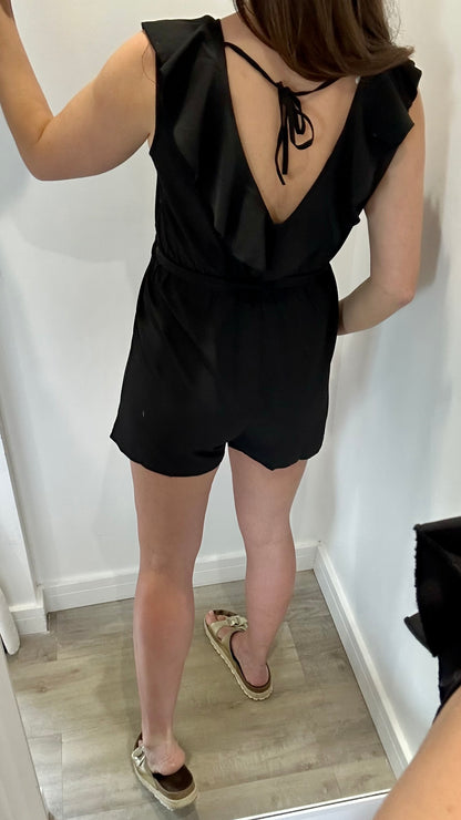 BLACK FRILL FRONT PLAYSUIT