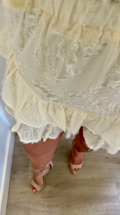 CREAM TEXTURED SKORT