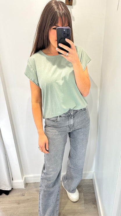 SAGE GREEN CAP SLEEVE TEE