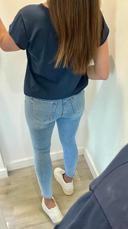 NAVY CAP SLEEVE TEE