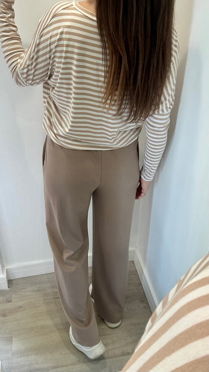 SAND AND WHITE BRETON STRIPE BATWING TOP