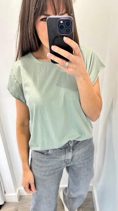 SAGE GREEN CAP SLEEVE TEE