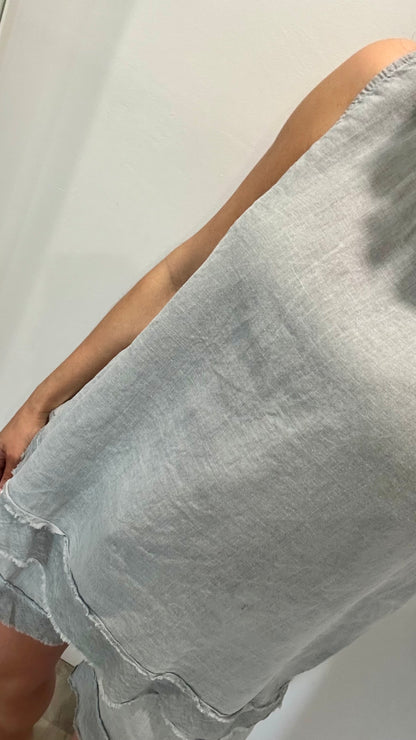 PALE GREY SLEEVELESS LINEN MIX TOP