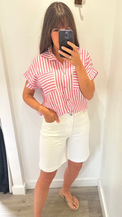 TOXIK WHITE DENIM BERMUDA SHORTS