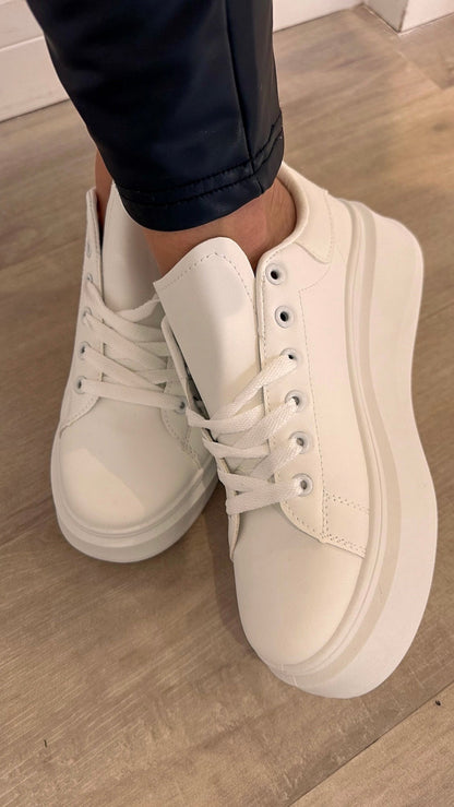 WHITE PLATFORM TRAINERS